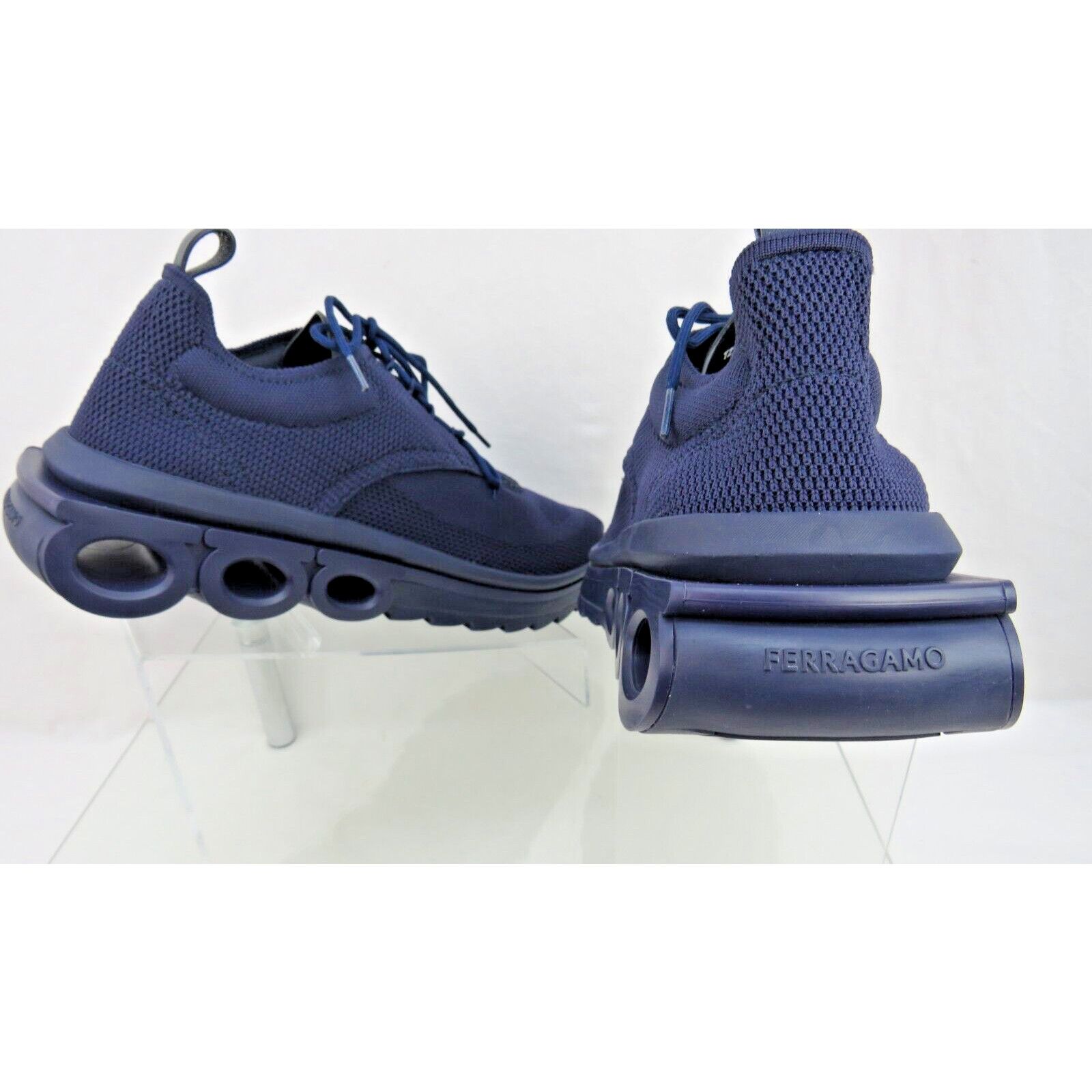 Salvatore Ferragamo FERRAGAMO DARK BLUE NIMA LEATHER MESH LOGO SNEAKERS 12 45 Size US 12 / EU 45 - 9 Thumbnail