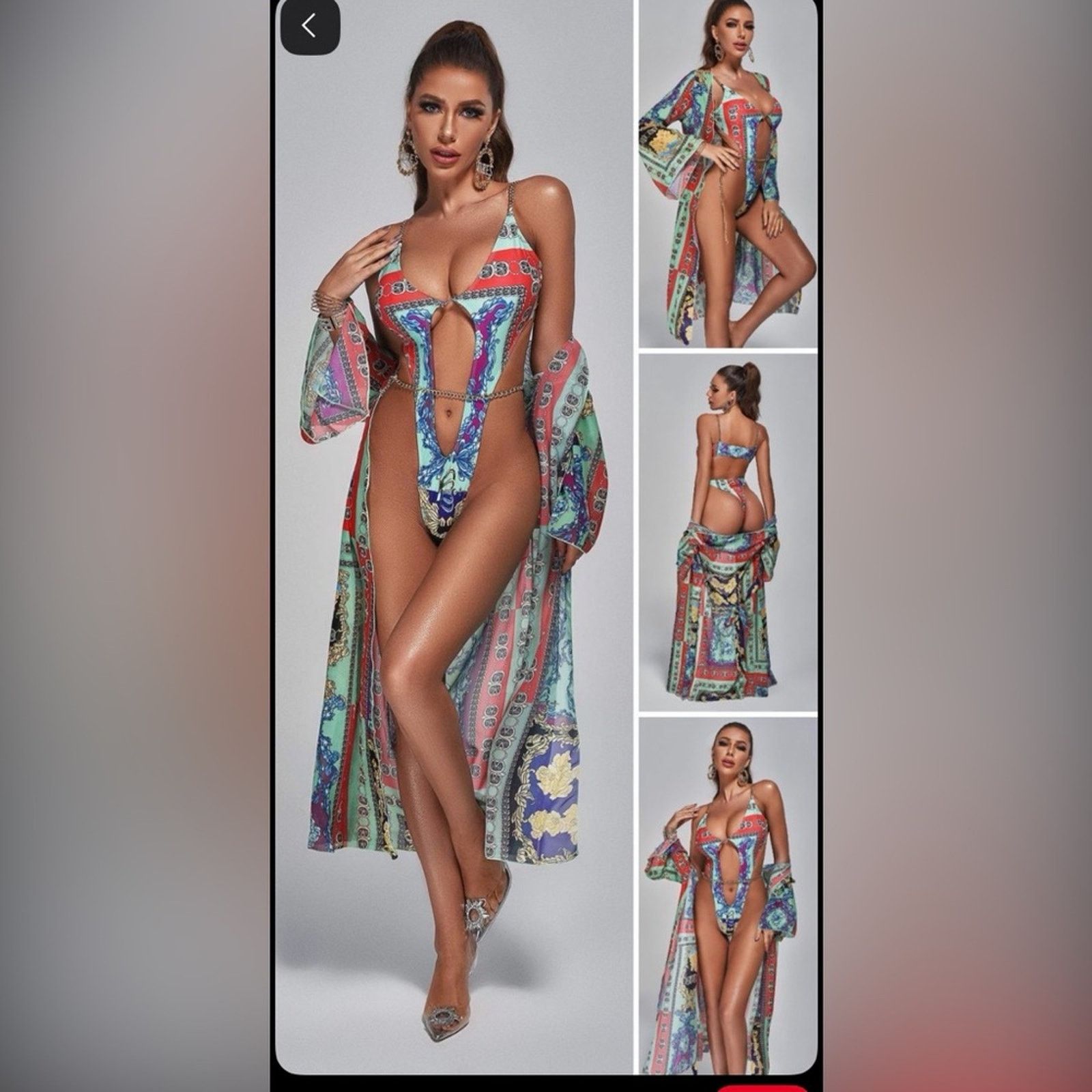Other Multicolor One Piece Swimsuit Bikini Swimwear size S Coverup Size ONE SIZE - 1 Thumbnail