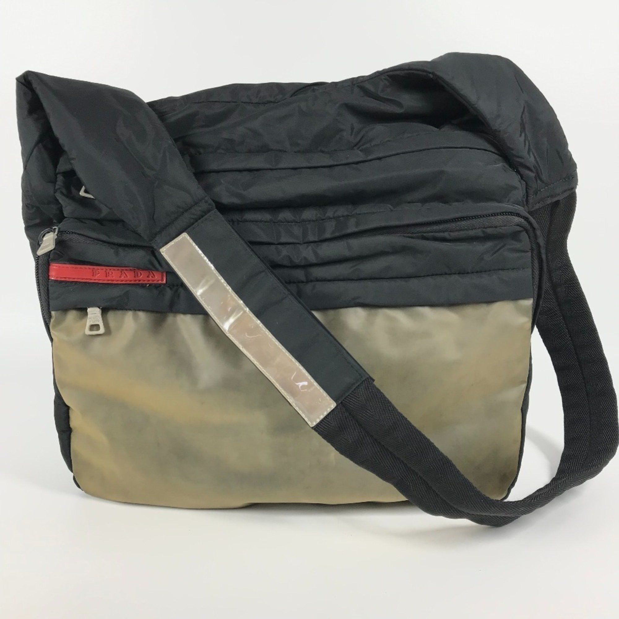 Prada Logo Bag, Crossbody, Pochette, Shoulder Nylon, Men's, Women's, Black