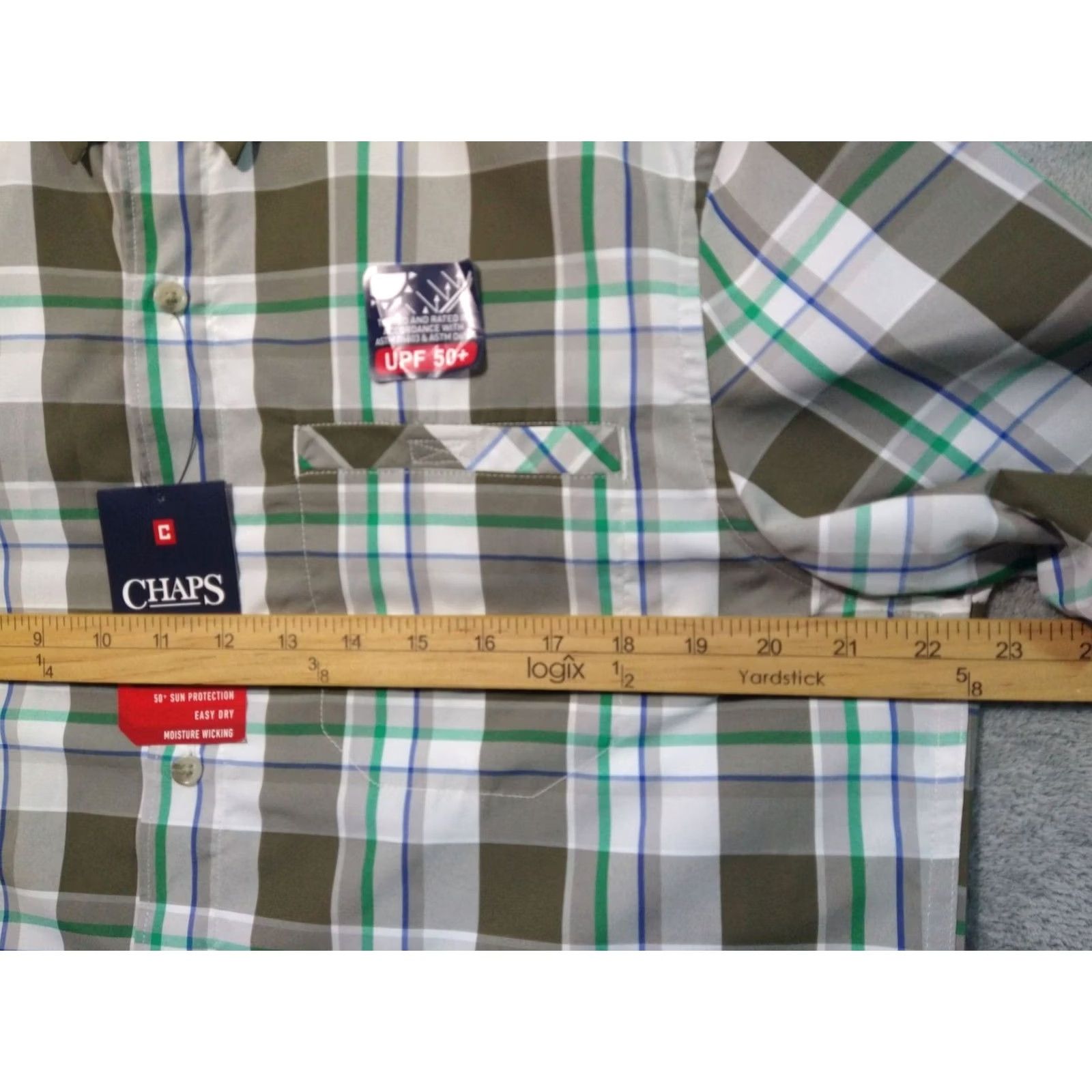 Chaps Chaps Shirt Mens Medium Plaid Performance Short Sleeve Button Down UPF 50 Size US M / EU 48-50 / 2 - 4 Thumbnail