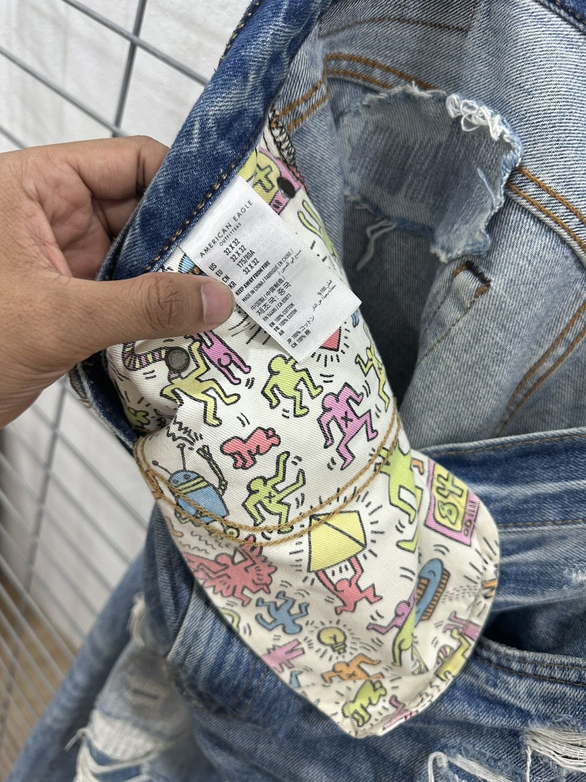 Keith Haring Rare Beautiful Keith Haring X American Eagle Patchwork Jeans Size US 32 / EU 48 - 17 Thumbnail