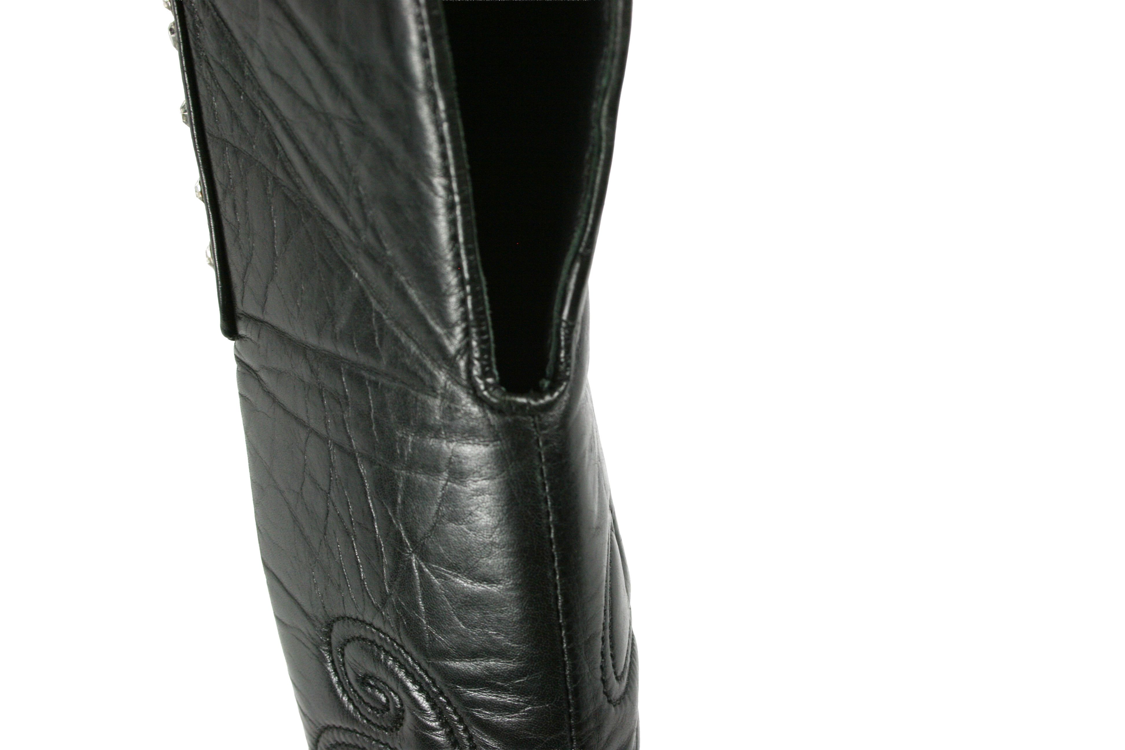 Other Fauzian Jeunesse Y2K Knight Rockstuds Leather Knee Boots Size US 5 / IT 35 - 8 Thumbnail