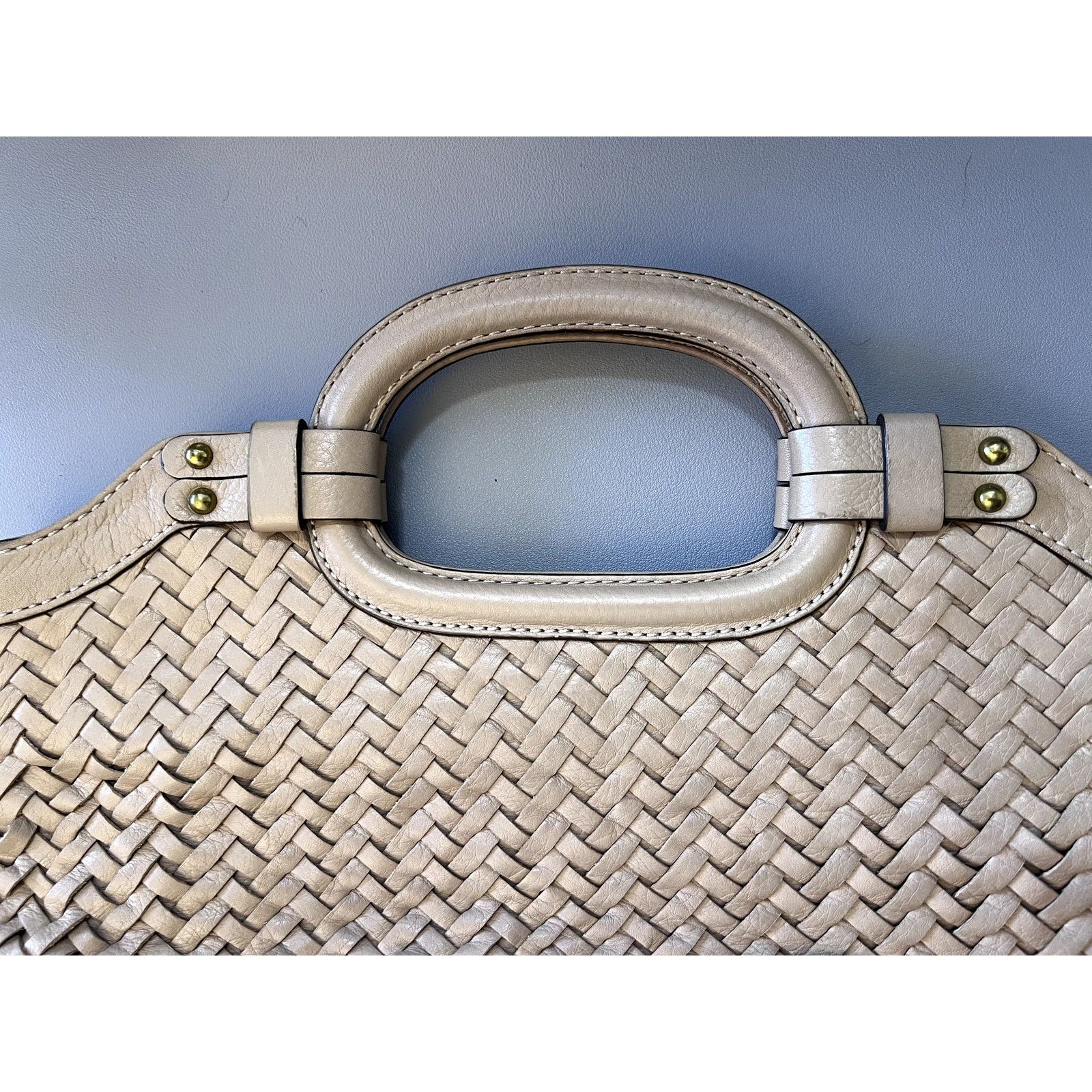 Cole Haan RARE 2006-07 Cole Haan VILLAGE WEAVE Flap Tote Taupe Bag Size ONE SIZE - 5 Thumbnail