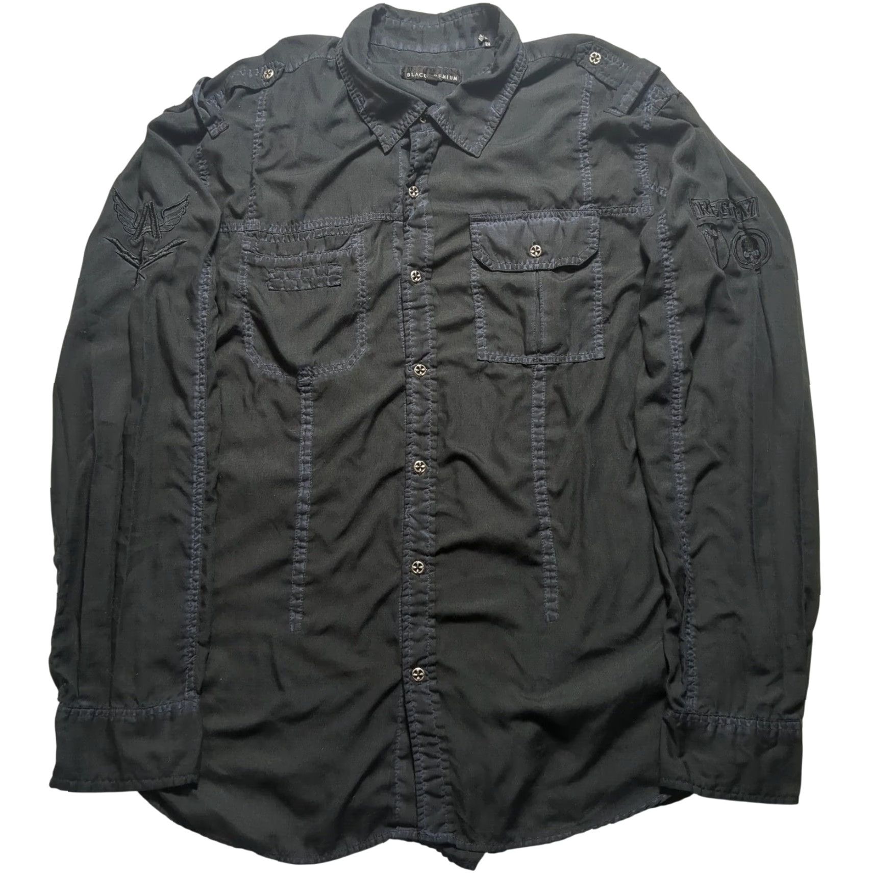 Affliction Affliction Black Premium Button-Down Shirt Embroidered Long Sleeve 2XL Mens Black Size US XXL / EU 58 / 5 - 3 Thumbnail