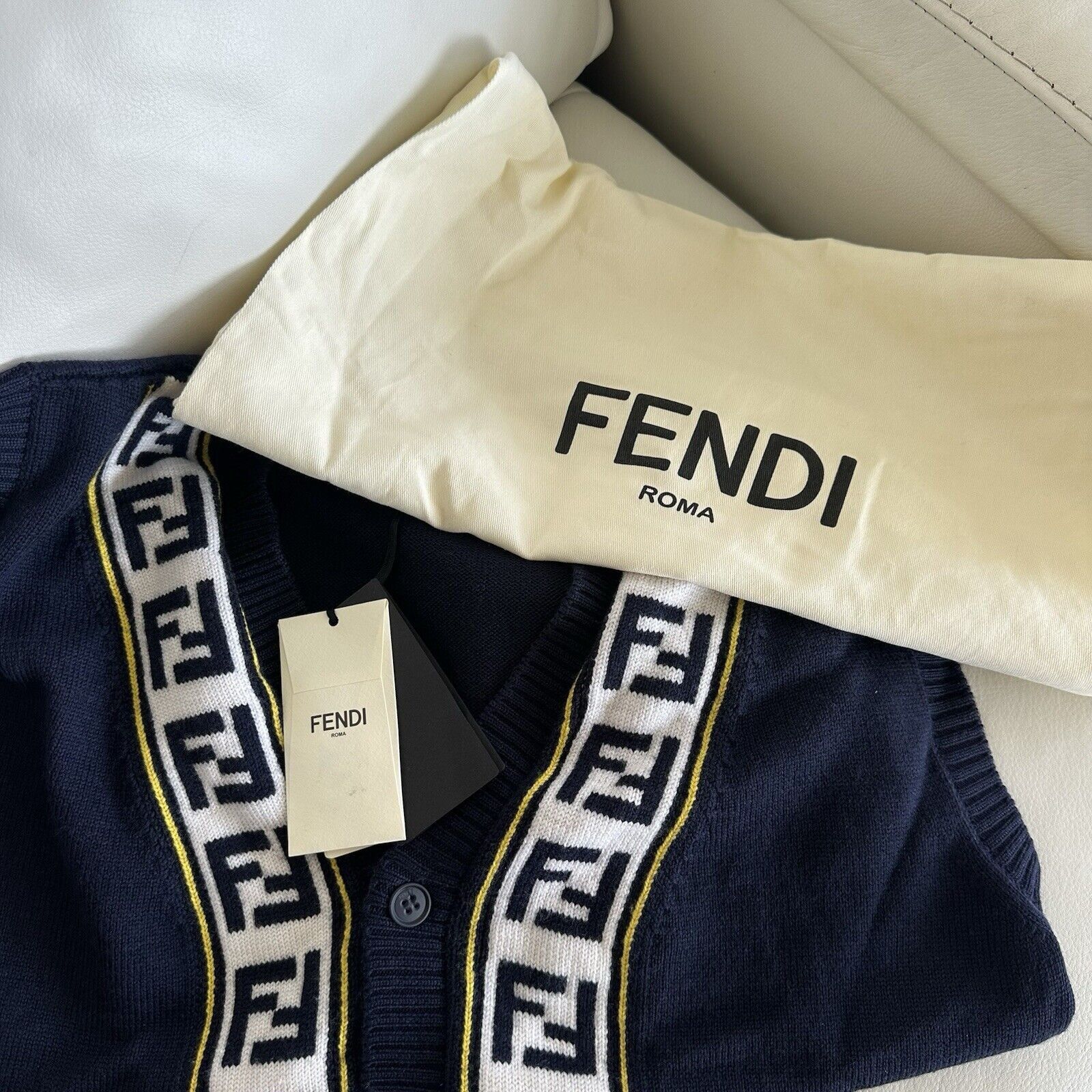 Fendi NWT Fendi Logo Intarsia Button-Up Vest Sweater Blue FF Virgi Size US L / EU 52-54 / 3 - 9 Thumbnail