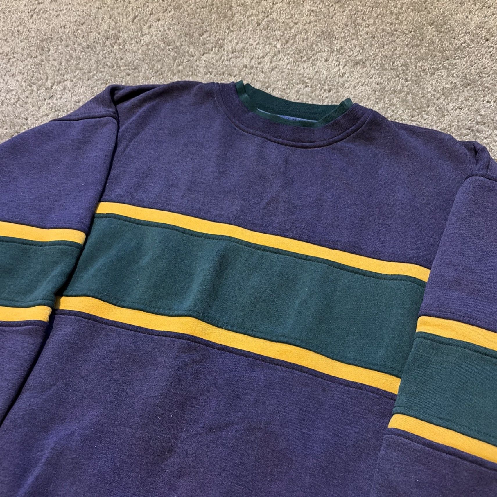 Vintage VINTAGE TownCraft Sweatshirt Crewneck XL Navy Blue Green Yellow Stripe 90s Mens Pullover Striped Shirt Size US XL / EU 56 / 4 - 4 Thumbnail