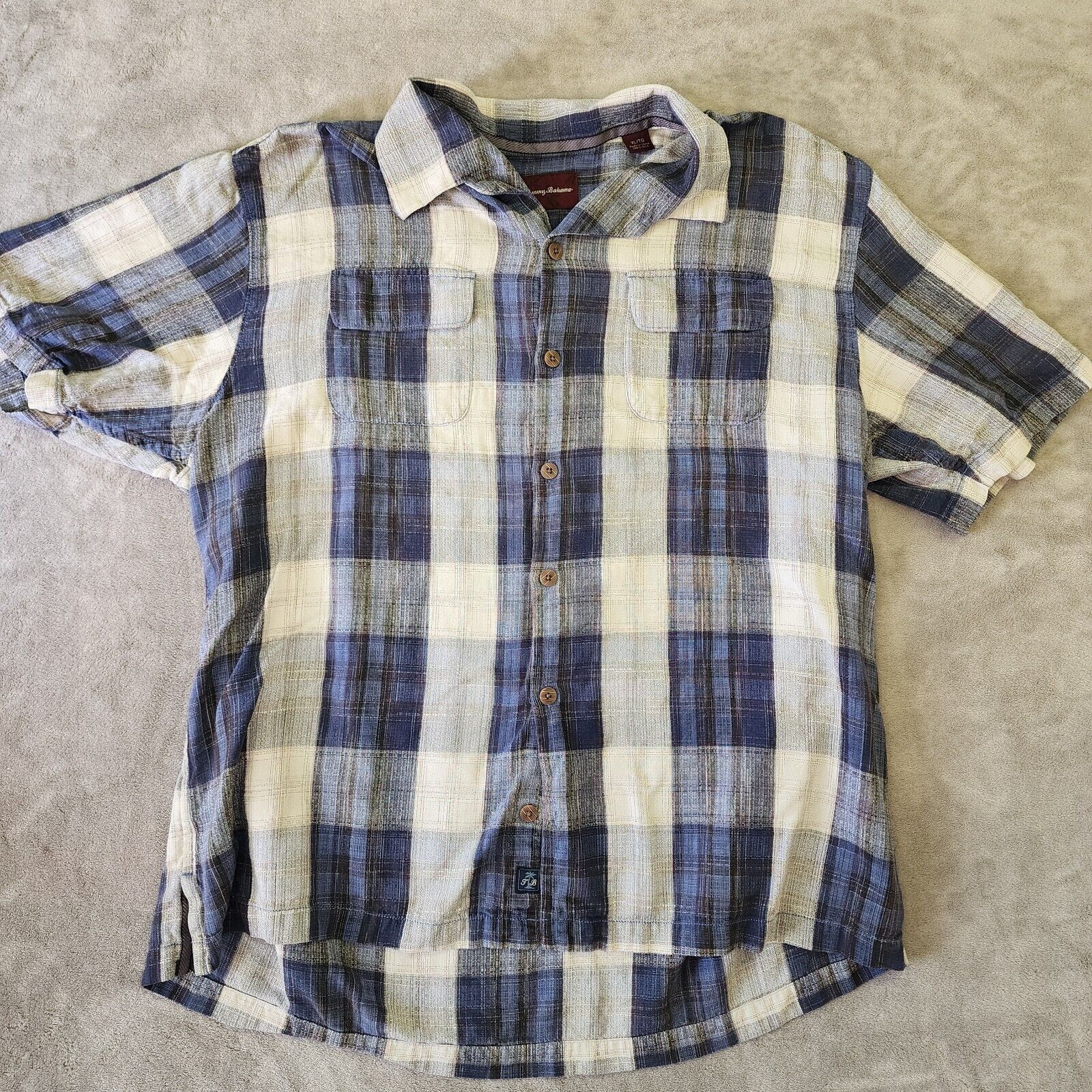 Tommy Bahama Tommy Bahama Mens XL Blue Silk Plaid Short Sleeve Camp Shirt Size US XL / EU 56 / 4 - 1 Thumbnail