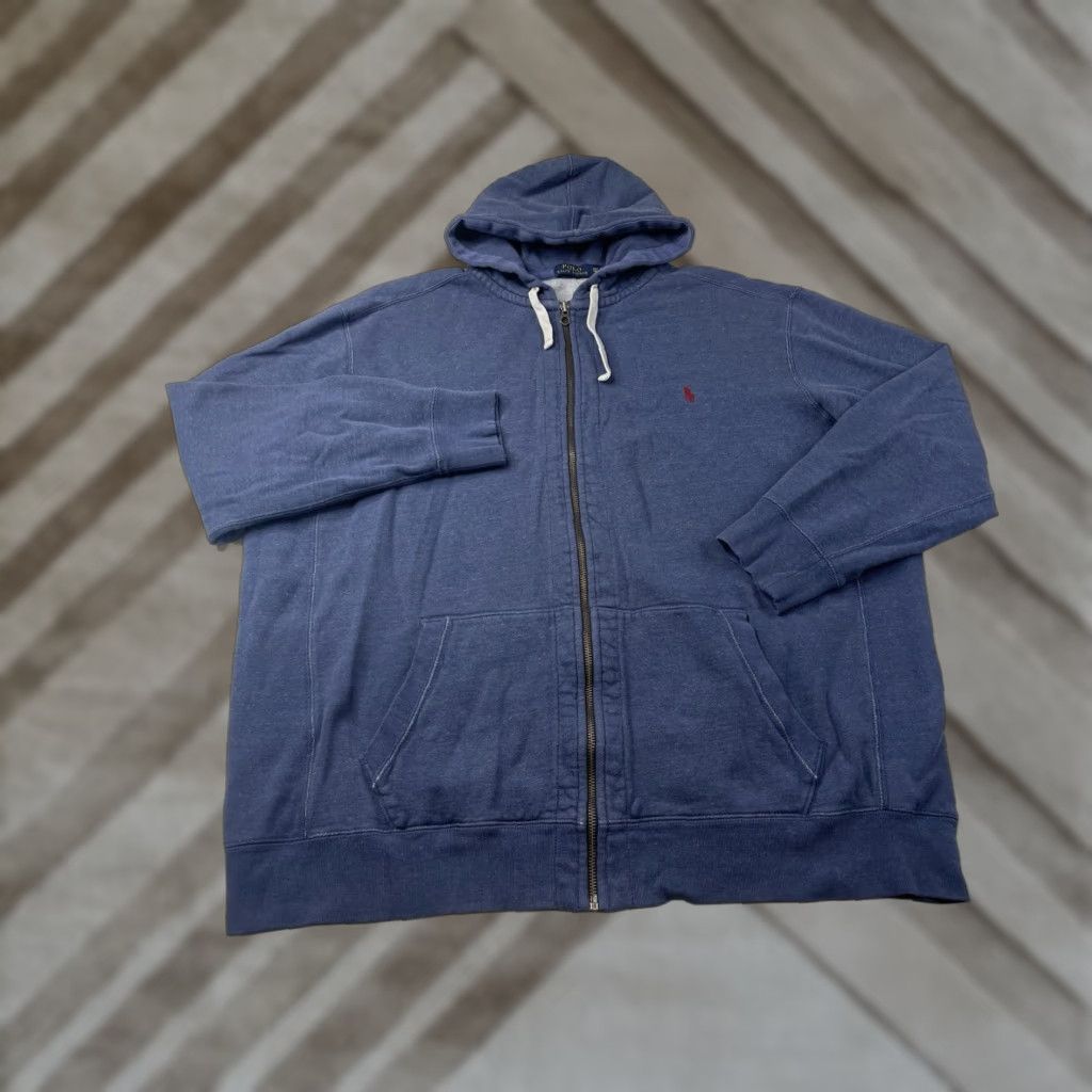 Polo Ralph Lauren Polo Ralph Lauren Hoodie Full Zip Mens 3XLT Blue Heavy Fleece Cotton Polyester Embroidered Logo 90s Classic Preppy Big & Tall Size US XXL / EU 58 / 5 - 1 Thumbnail