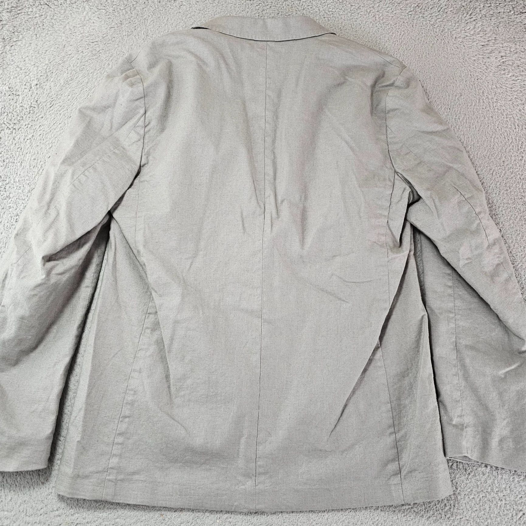 J.Crew J.CREW Blazer Mens Medium Gray Slim Fit Two-Button Notch Lapel Jacket Regular Ventless Cotton Hemp Blend 2 Piece Business Casual Party/Cocktail Size 40R - 7 Thumbnail
