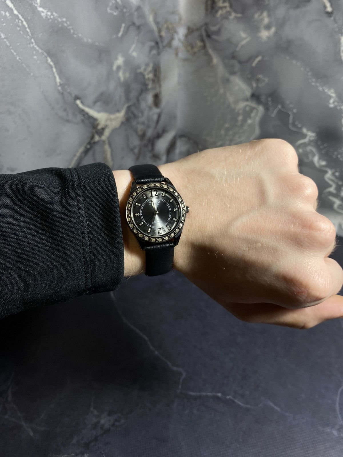 Vintage Omax Quartz Watch Japan Movement Black Dial Crystals Size ONE SIZE - 1 Thumbnail