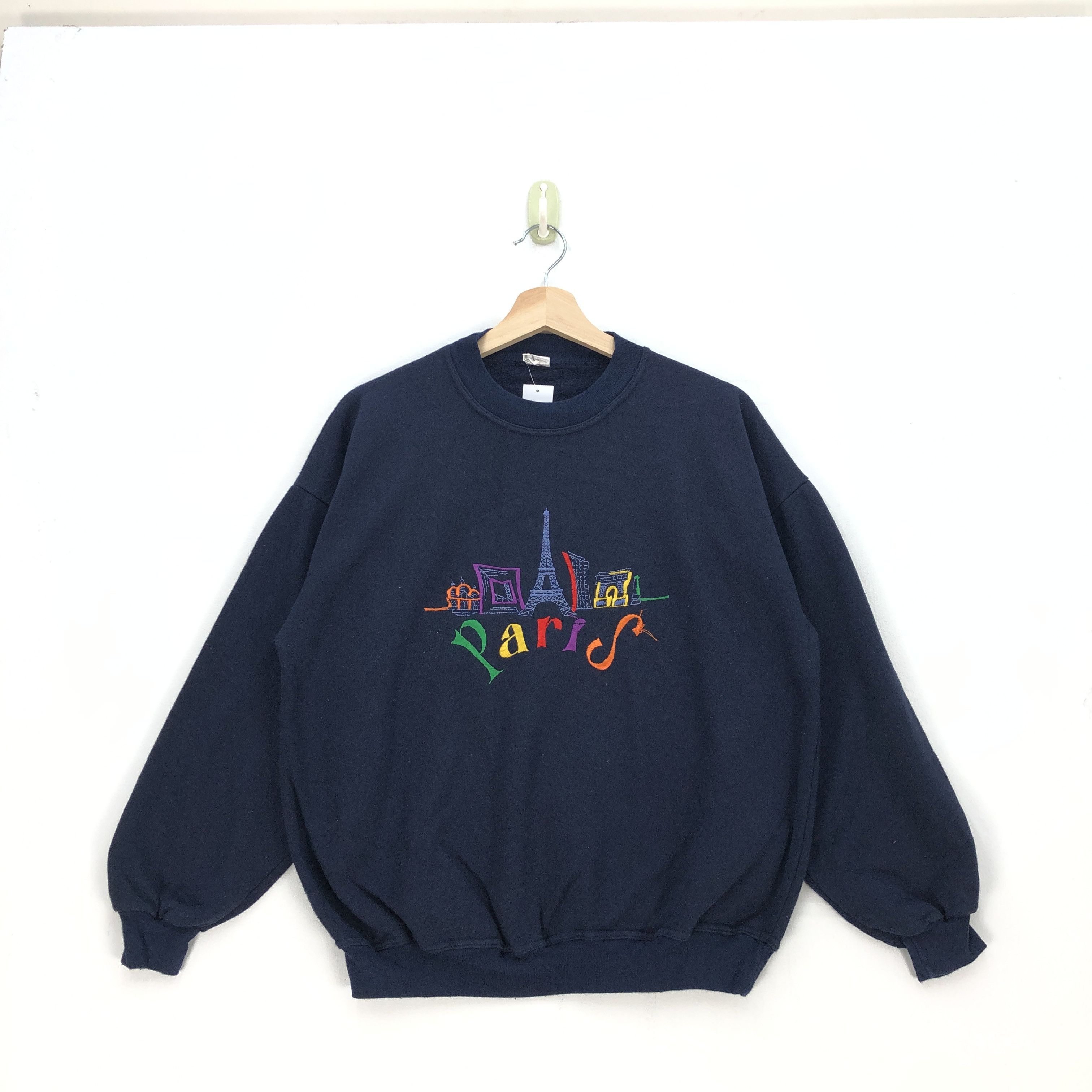 Japanese Brand Vintage 90s Paris Sweatshirt Paris Script Novelty Sweater Size US S / EU 44-46 / 1 - 1 Thumbnail