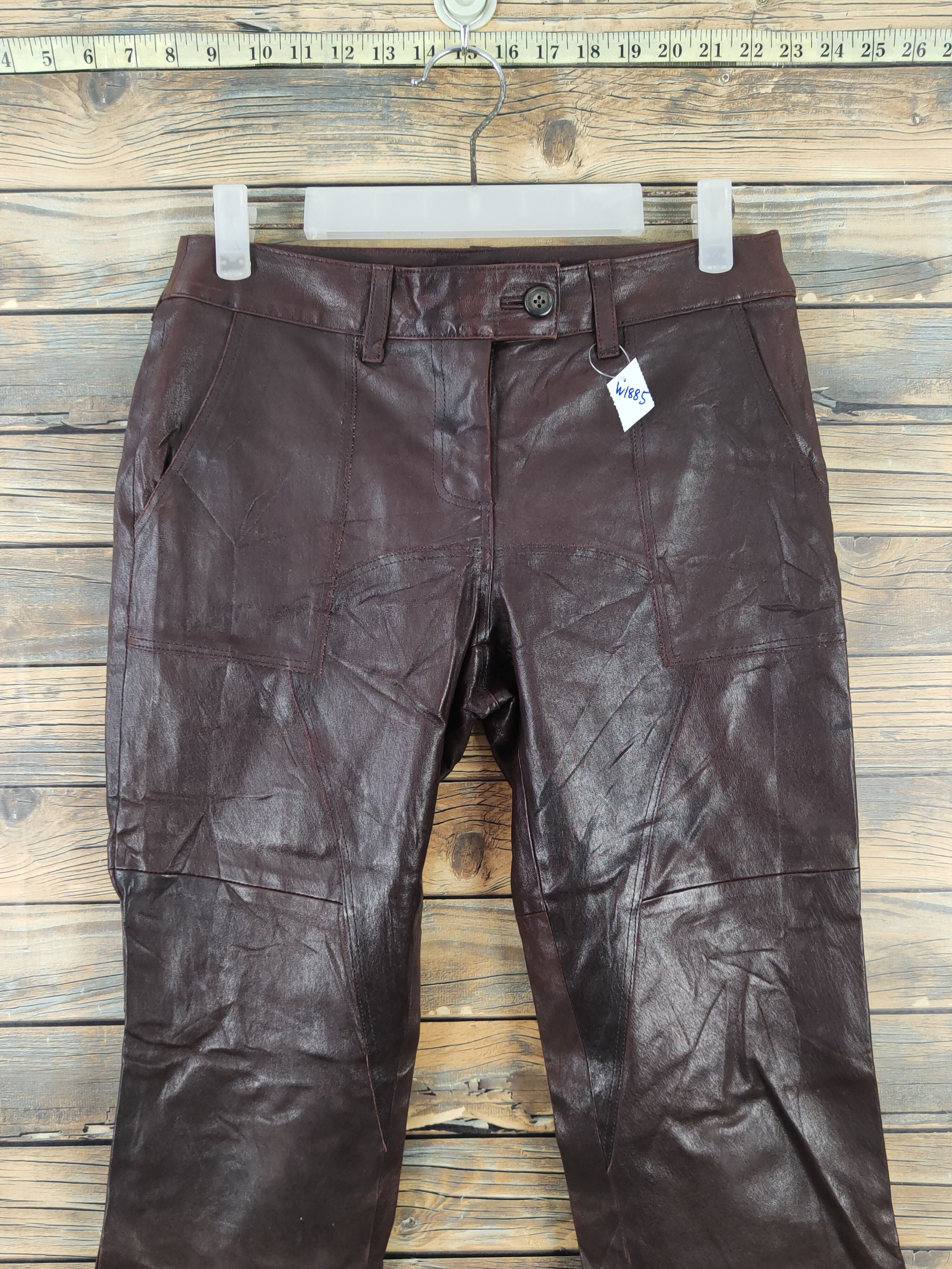 Leather DL Japan Vintage Dark Brown faded Leather lamb Pants #W1885 Size US 28 / EU 44 - 2 Thumbnail