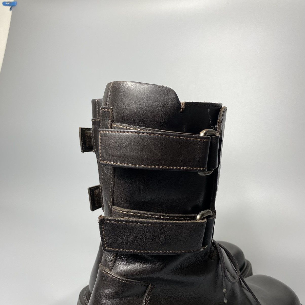 Prada FW99 Double Strapped Square Toe Boots (RUNWAY) Size US 6 / EU 39 - 13 Thumbnail