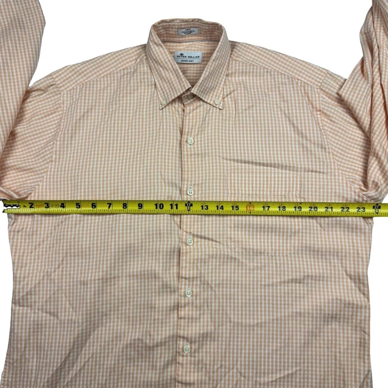Peter Millar Peter Millar Men's Crown Soft L/S Button Shirt Orange/White Check Large Size US L / EU 52-54 / 3 - 5 Thumbnail