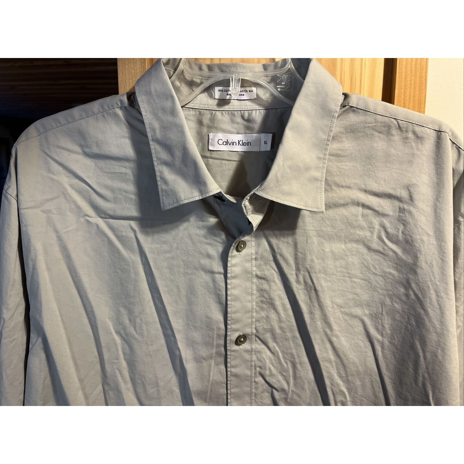 Calvin Klein Calvin Klein Men’s XL Grey LS Cotton Lastol Button Up Shirt Size US XL / EU 56 / 4 - 9 Thumbnail