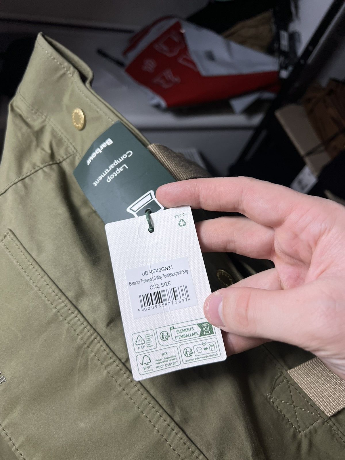 Barbour NWT Barbour Transport 3‑Way Tote/Backpack Bag – Olive Green Size ONE SIZE - 15 Thumbnail