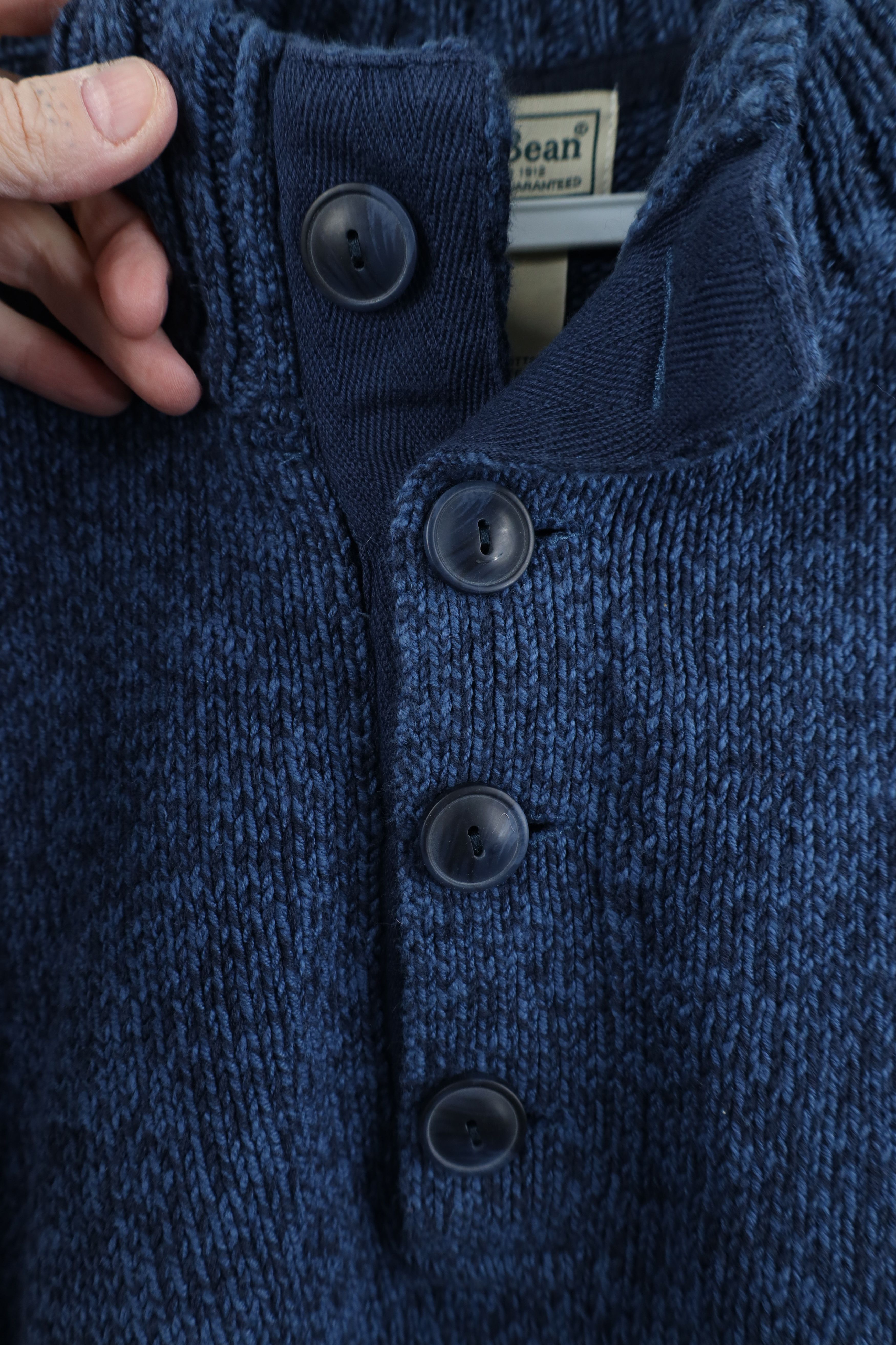 L.L. Bean Vintage LL Bean Heavyweight Cotton Knit Henley Sweater Blue Size US L / EU 52-54 / 3 - 5 Thumbnail