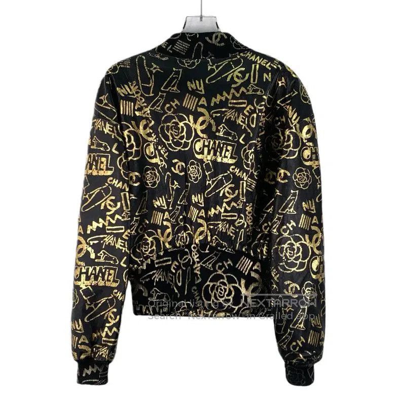 Chanel Chanel Black Silk Women's Jacket with Gold Print . Size XS / US 0-2 / IT 36-38 - 2 Thumbnail
