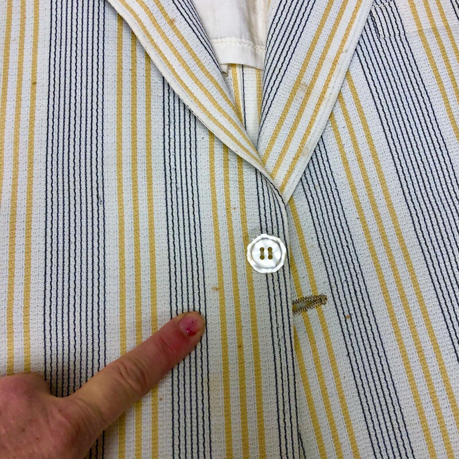 Other Vtg Harmony White Yellow Sport Coat TEXTURED STRIPE Jacket Size 42S - 8 Thumbnail