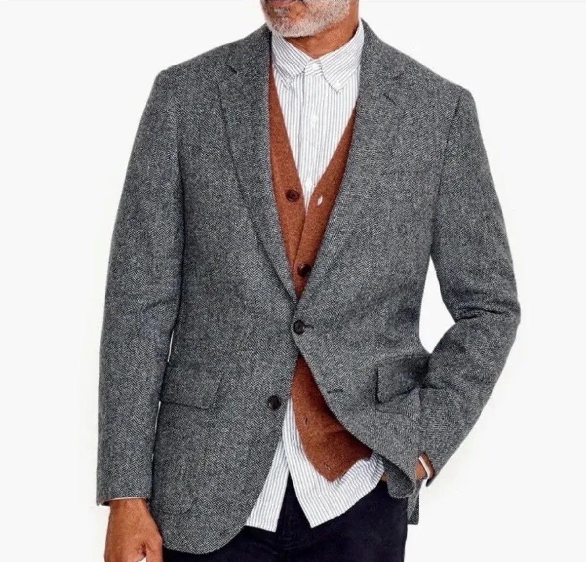 image of J Crew J. Crew Herringbone Tweed Sport Coat in Grey, Men's (Size 38S)
