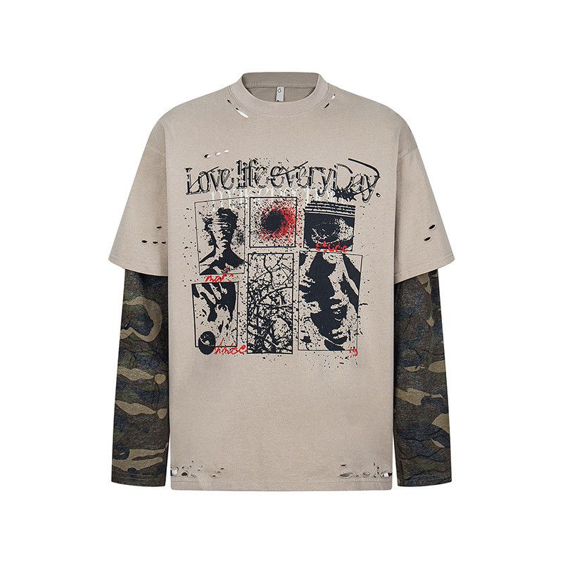 Japanese Brand Men's American Retro Faux Two-Piece Long-Sleeve T-Shirt Size US M / EU 48-50 / 2 - 1 Thumbnail