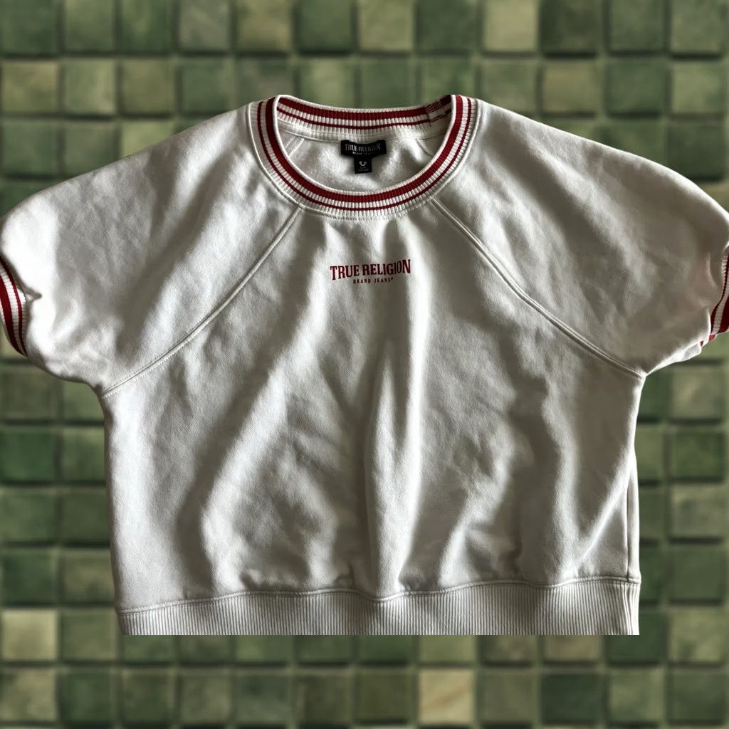 True Religion True Religion Crop Top Shirt Women S White Short Sleeve Crewneck Ringer Pullover Casual Party/Cocktail Travel Size S / US 4 / IT 40 - 1 Thumbnail