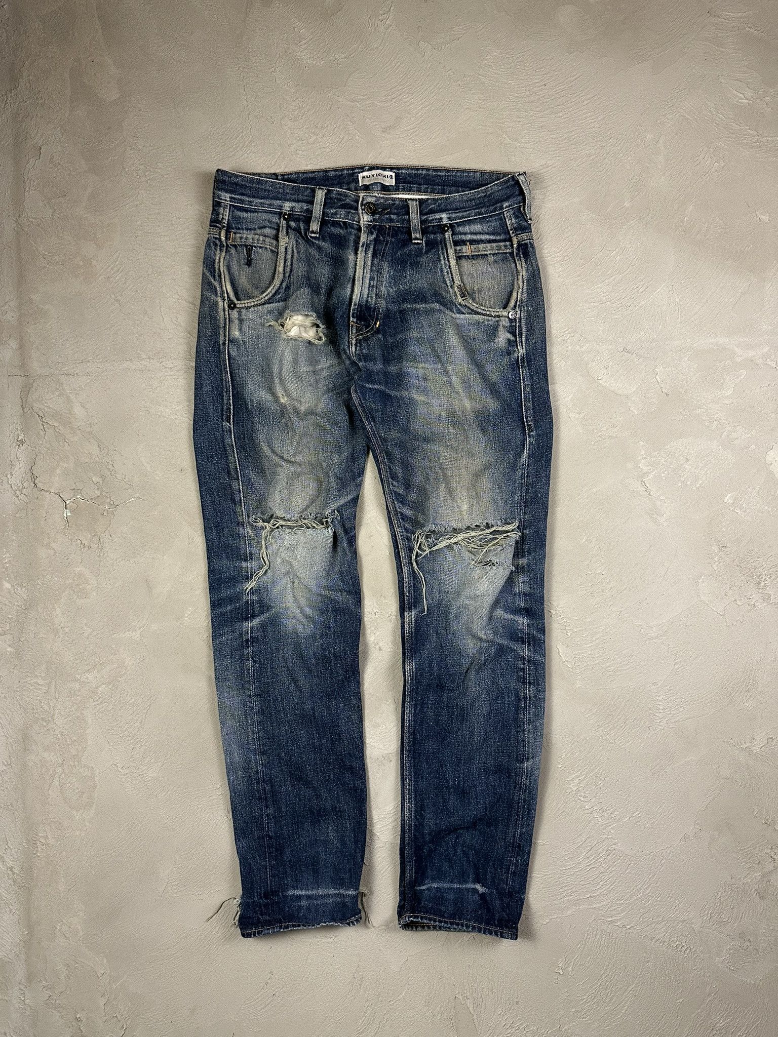 Japanese Brand Vintage Japanese Kuyichi Distressed Y2k Faded Straight Denim Size US 32 / EU 48 - 1 Thumbnail