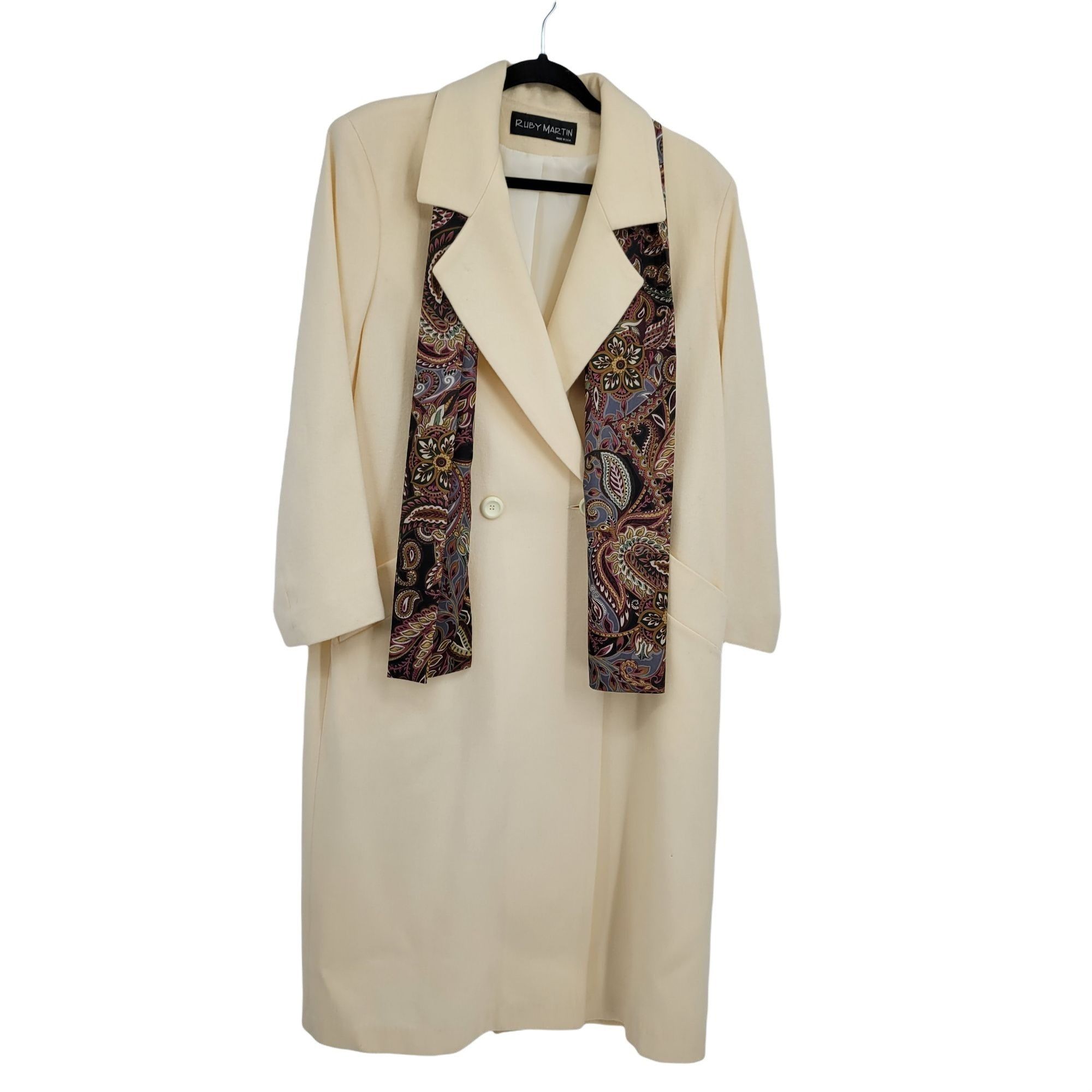 Vintage Vtg Wool Coat Long Double Breasted Trench Notched Lapel Vani Size XL / US 12-14 / IT 48-50 - 1 Thumbnail