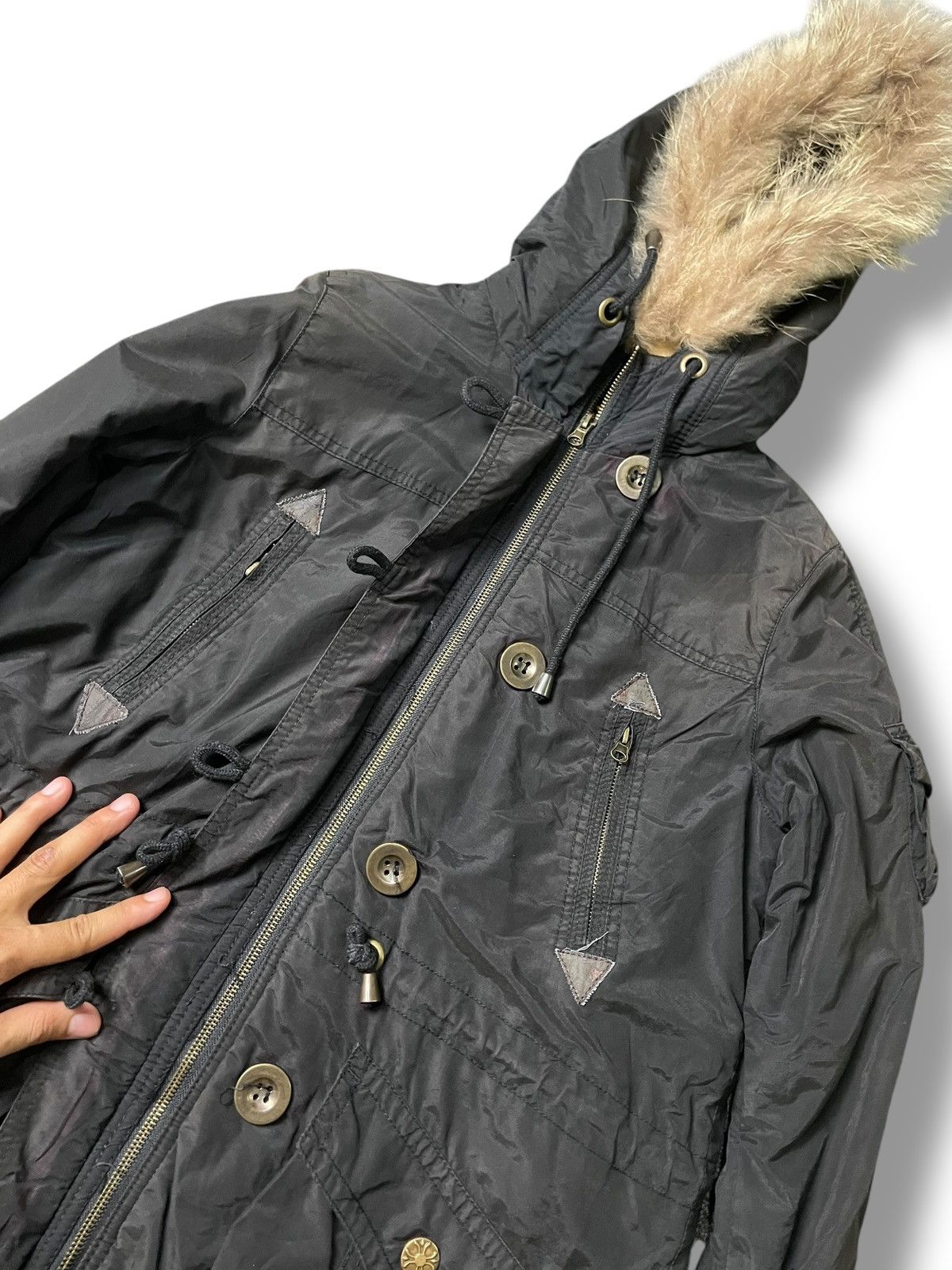 If Six Was Nine × Japanese Brand × Le Grande Bleu (L.G.B.) TYPE ARMY 07 WINTER FUR HOODED JACKET (99) Size US XXS / EU 40 - 4 Thumbnail