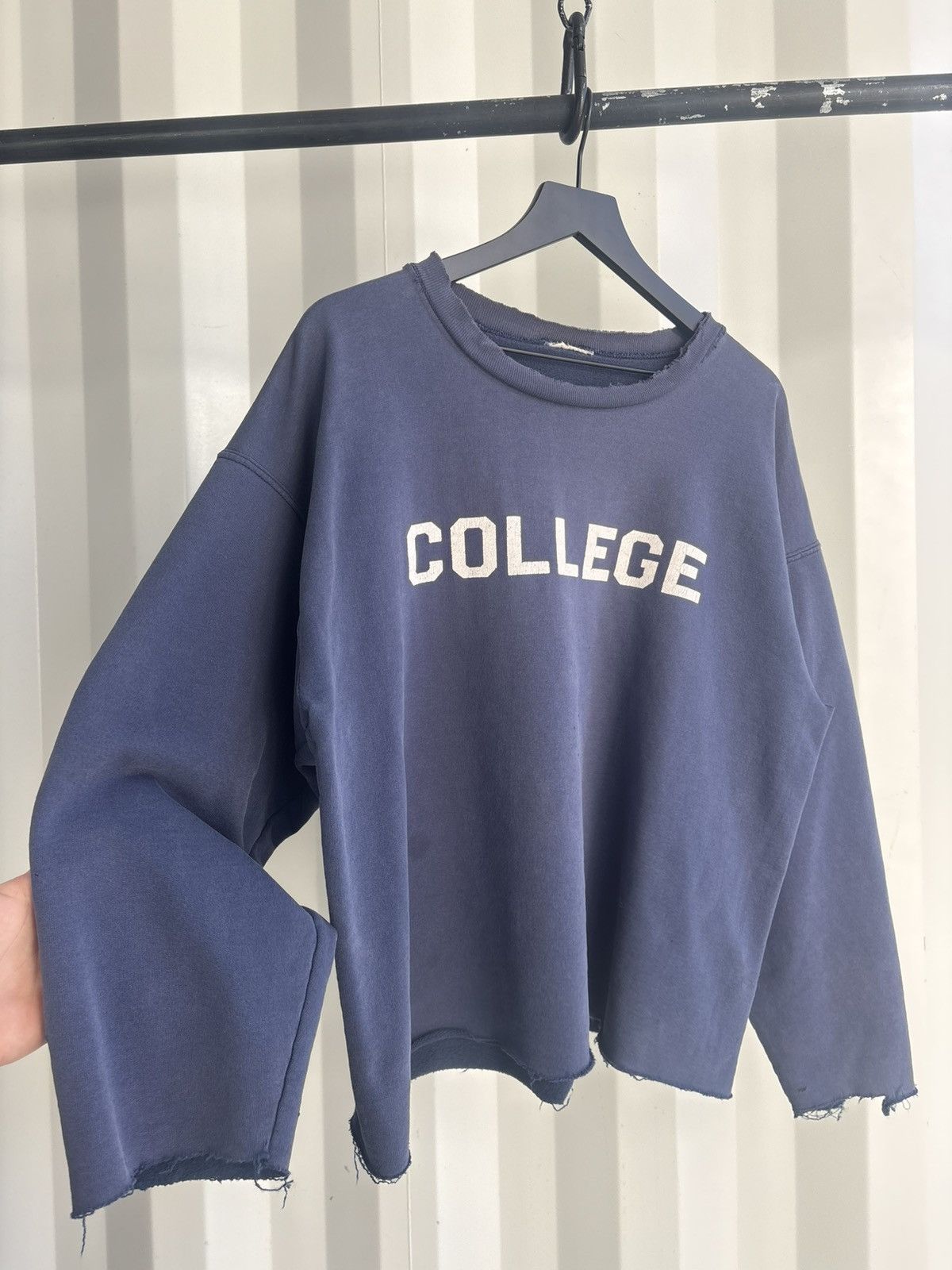 Vintage Vintage College Sweatshirt Boxy Distress Faded Thrash Grunge Size US XL / EU 56 / 4 - 4 Thumbnail