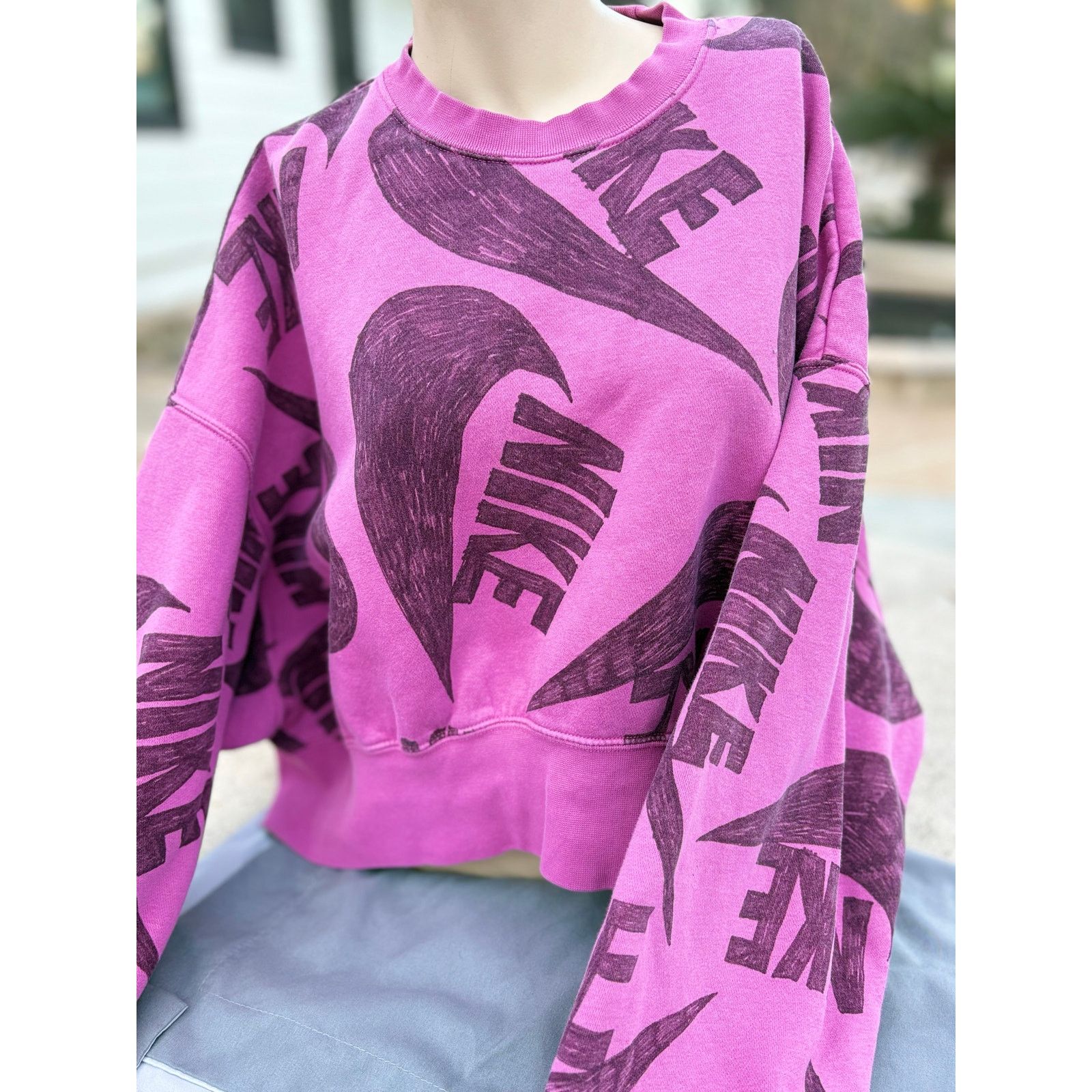 Nike Retro x NIKE Icon Clash Magenta Crop Pullover Sweatshirt XS Size XS / US 0-2 / IT 36-38 - 8 Thumbnail