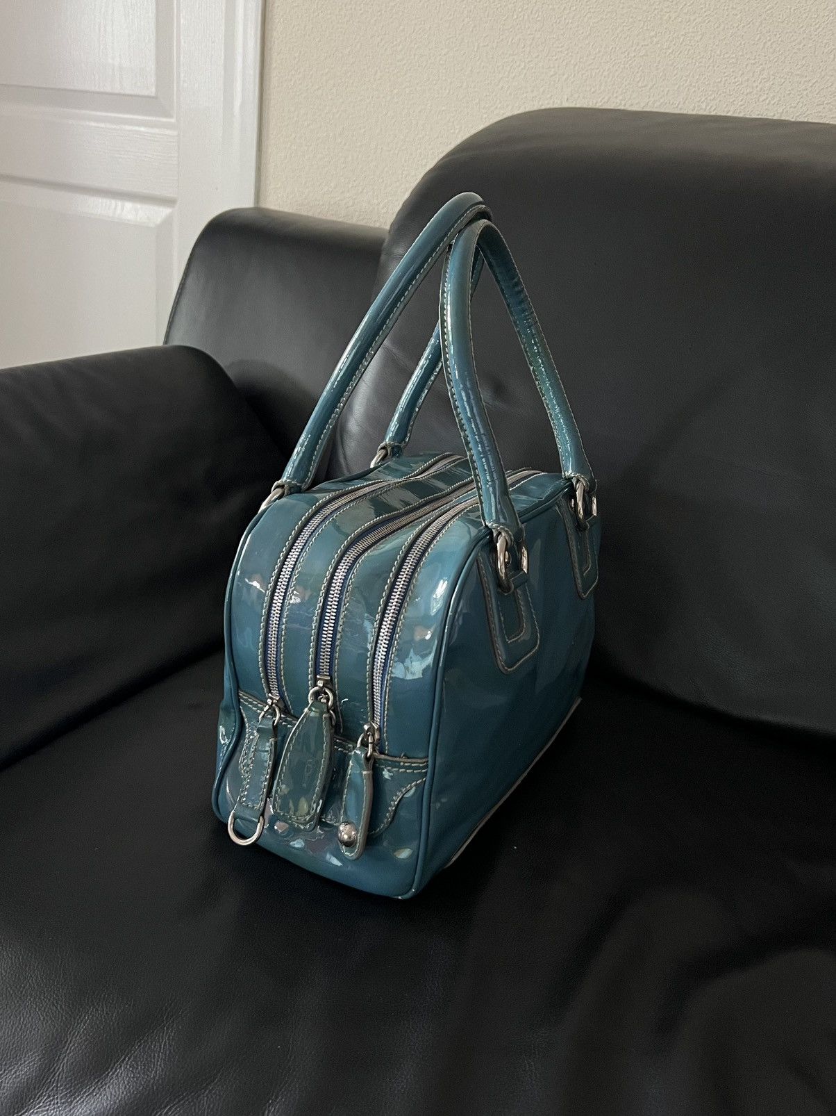 Dolce & Gabbana 2010s Dolce & Gabbana Blue Lily Multi Zips Bag Size ONE SIZE - 1 Thumbnail