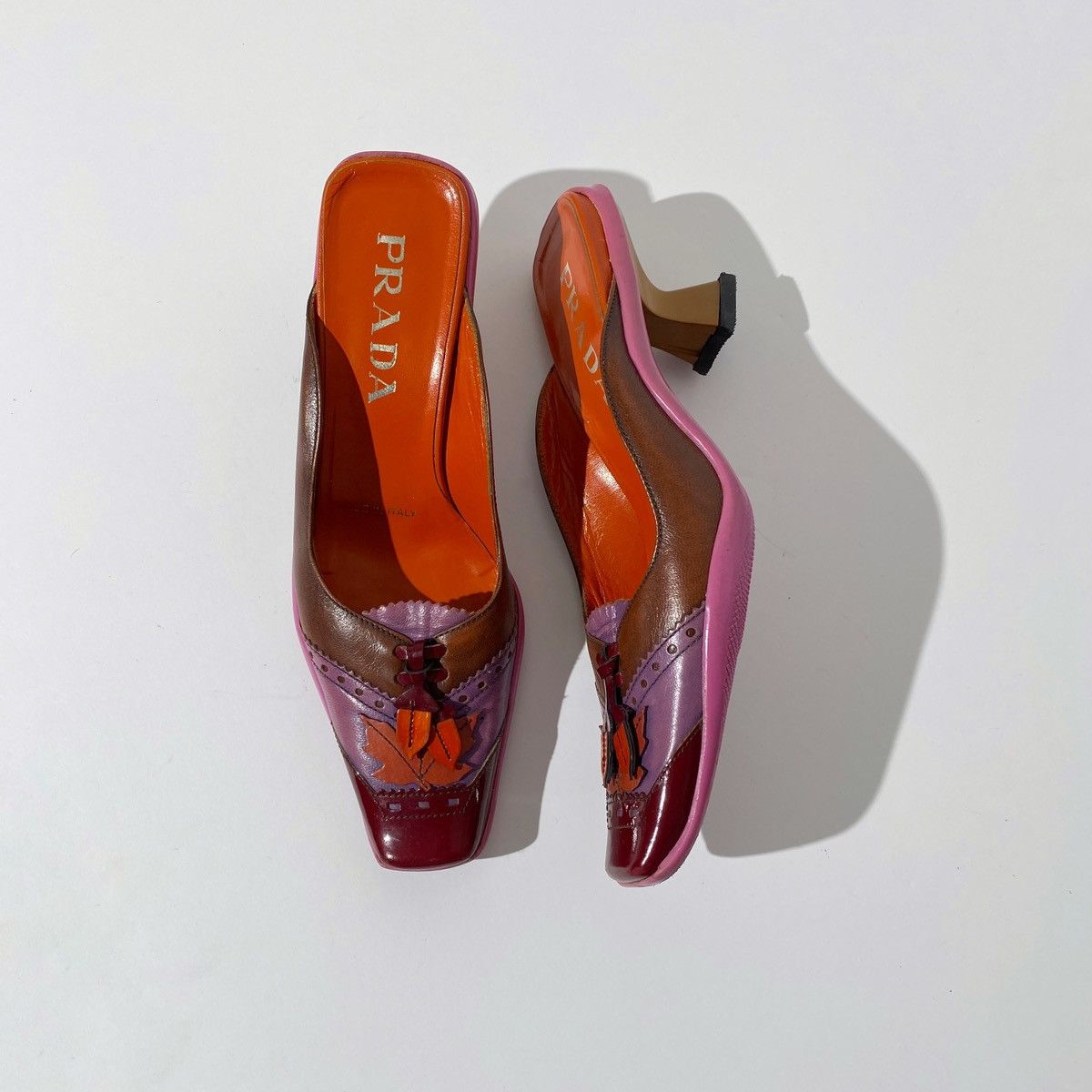 Prada 1999 AW Pink / Purple Acorn Pointed Square Toe Heels