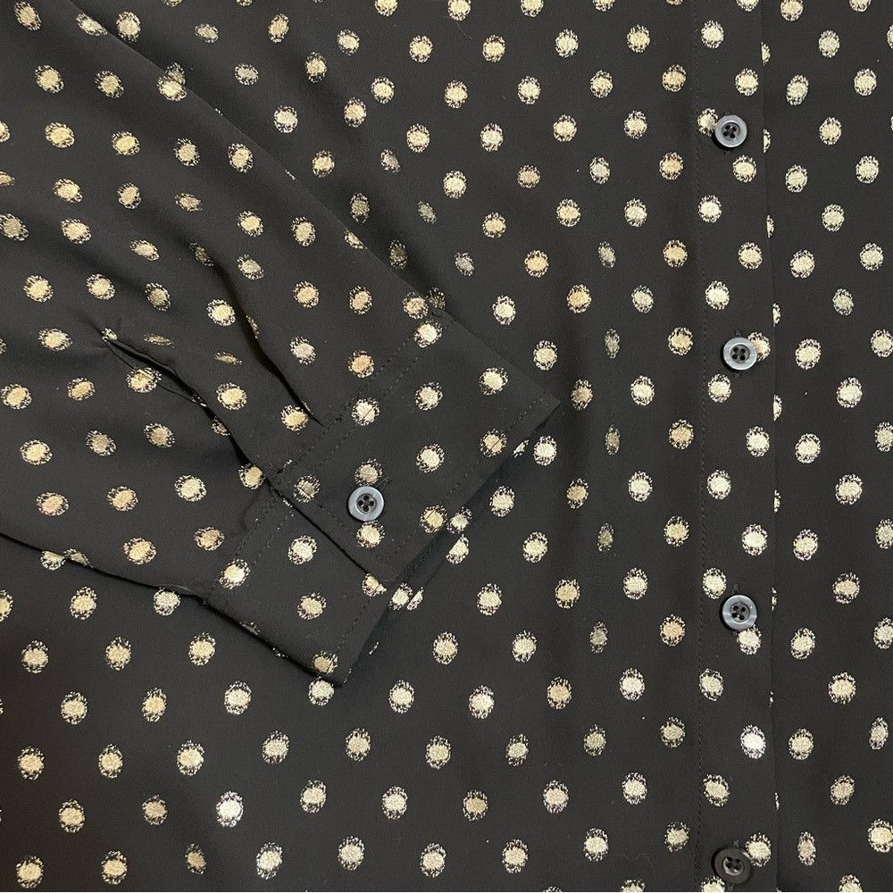 Chicos Chico's Black With Gold Polka Dots Blouse Size 2 US L Size L / US 10 / IT 46 - 6 Thumbnail