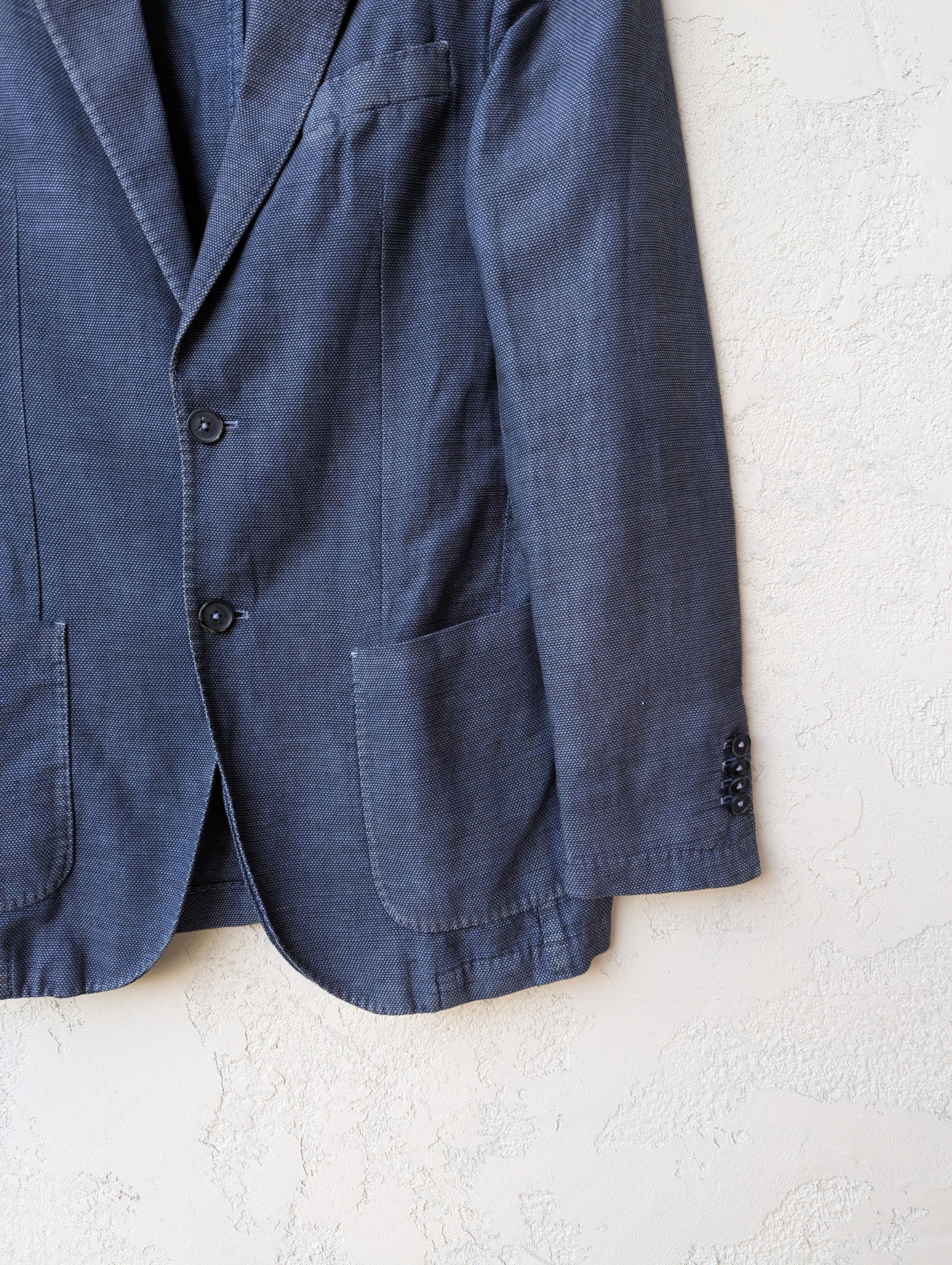 Boggi Boggi Milano Linen-Blend Blazer Blue Slim Fit Jacket Size 38S - 3 Thumbnail