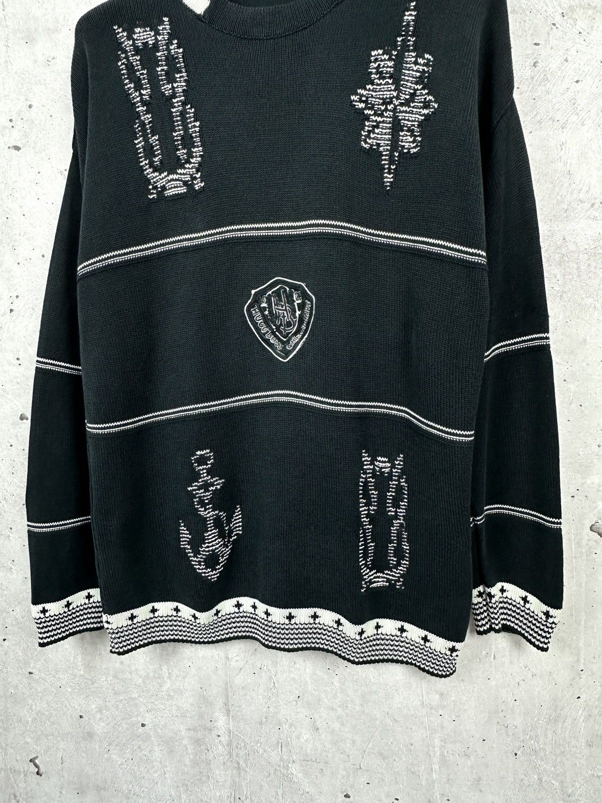 Hugo Boss × Vintage Hugo Boss Vintage Knit Logo Long Sleeve Crew Neck Sweater Size US L / EU 52-54 / 3 - 4 Thumbnail