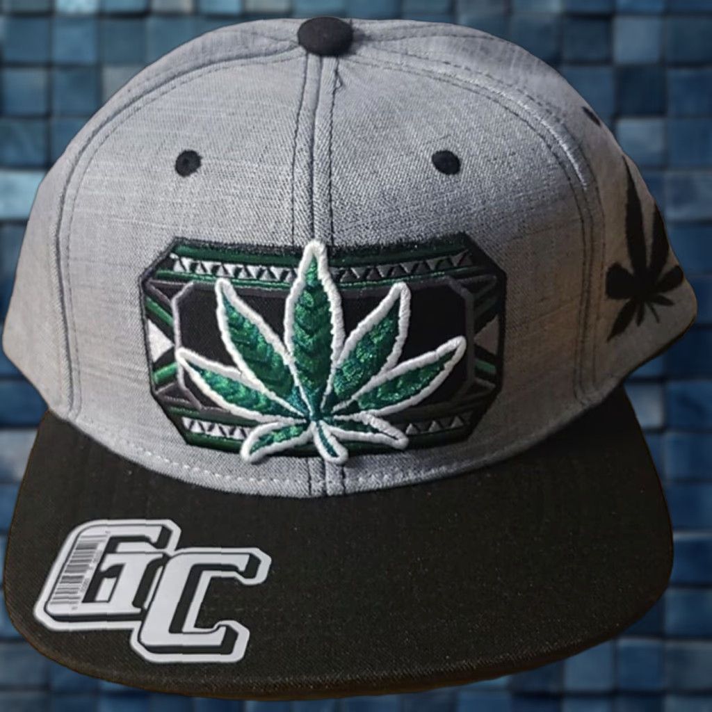 Vintage MARIJUANA LEAF WEED CANNABIS SNAPBACK BASEBALL CAP GRAY BLACK Size ONE SIZE - 1 Thumbnail
