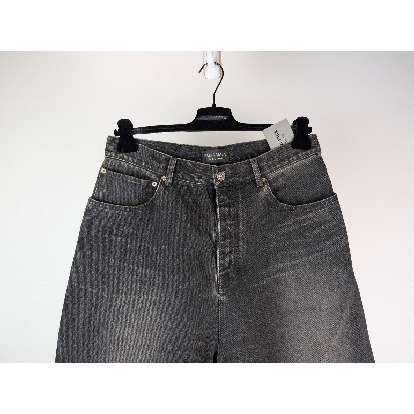 Balenciaga o1rshd1 Organic Japanese Denim Baggy Pants in Wash Black Size US 30 / EU 46 - 3 Thumbnail
