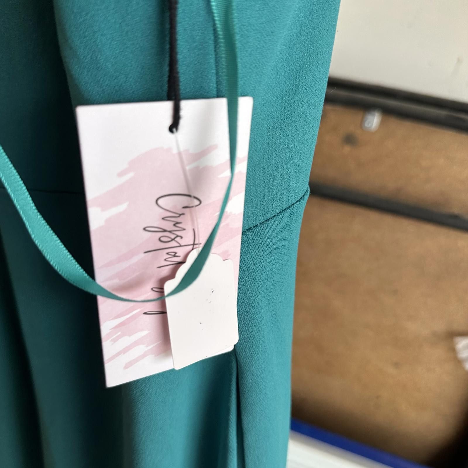 Designer Stylish Turquoise Jumpsuit by Crystal Sky - Size Medium Size 32" / US 10 / IT 46 - 2 Thumbnail