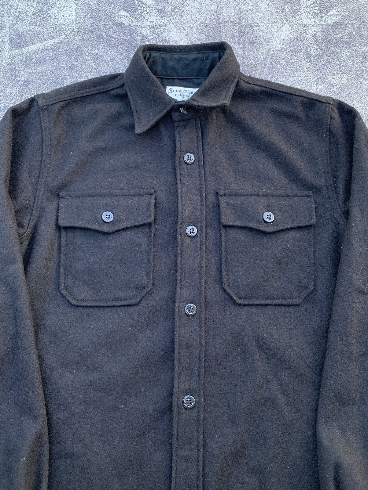 Other × Schott × Vintage Schott Bros Perfecto Wool Black Work shirt Size US M / EU 48-50 / 2 - 2 Thumbnail