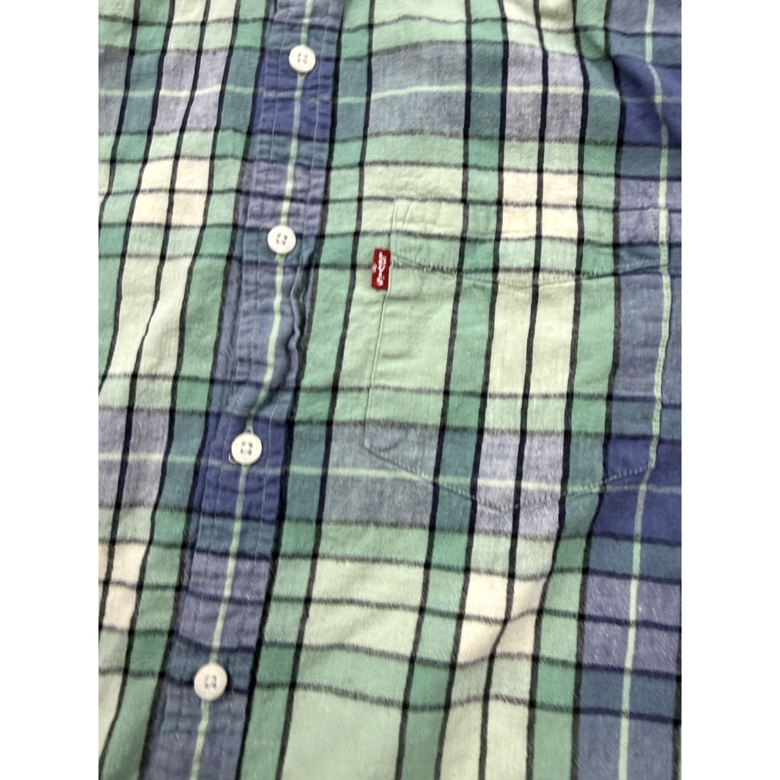 Levi's Levi's Shirt Mens Medium Green Blue Plaid Long Sleeve Button Front Standard Fit Size US M / EU 48-50 / 2 - 2 Thumbnail