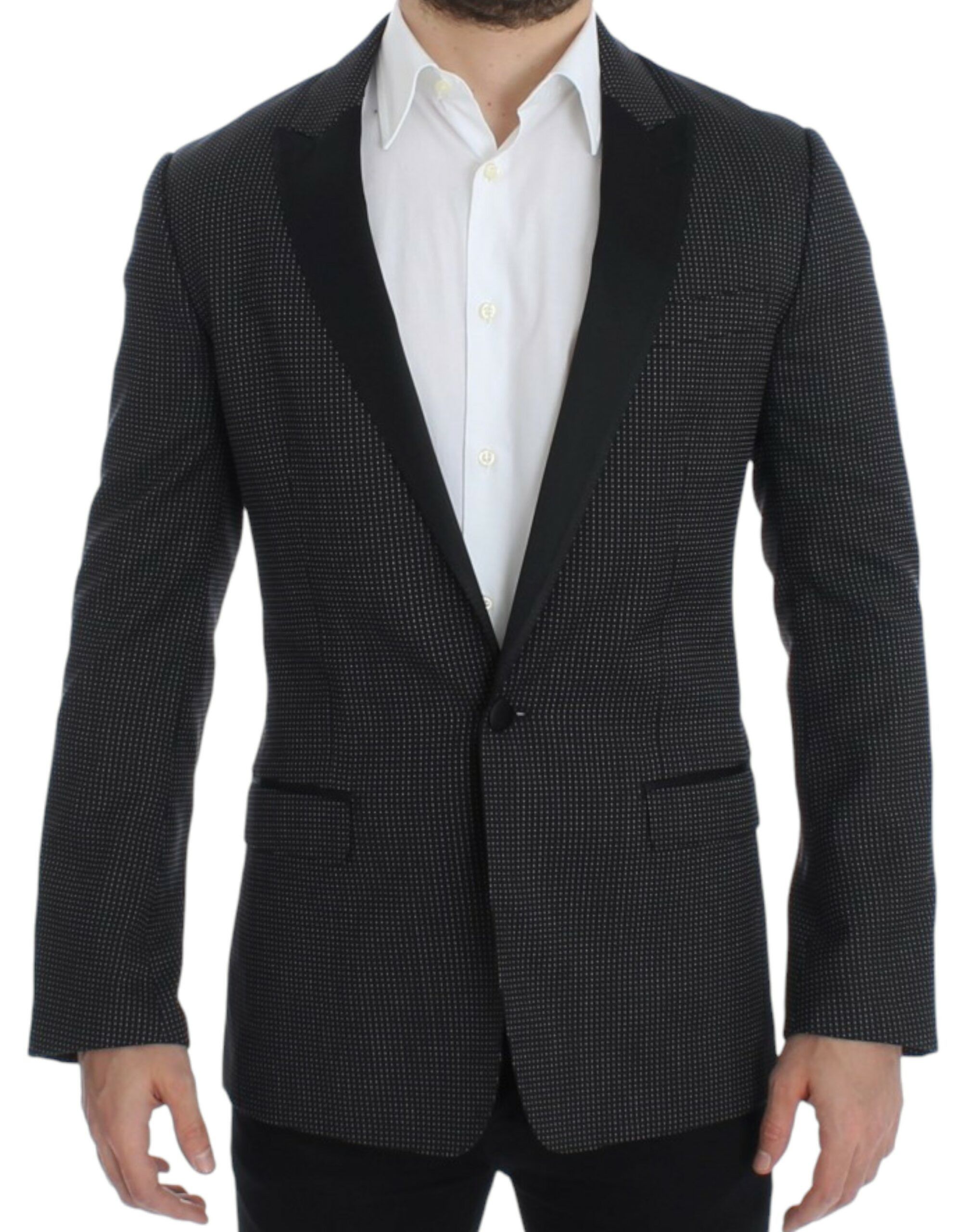 Dolce & Gabbana Elegant Black Polka Dotted Slim Fit Men's Blazer Size 38R - 1 Thumbnail