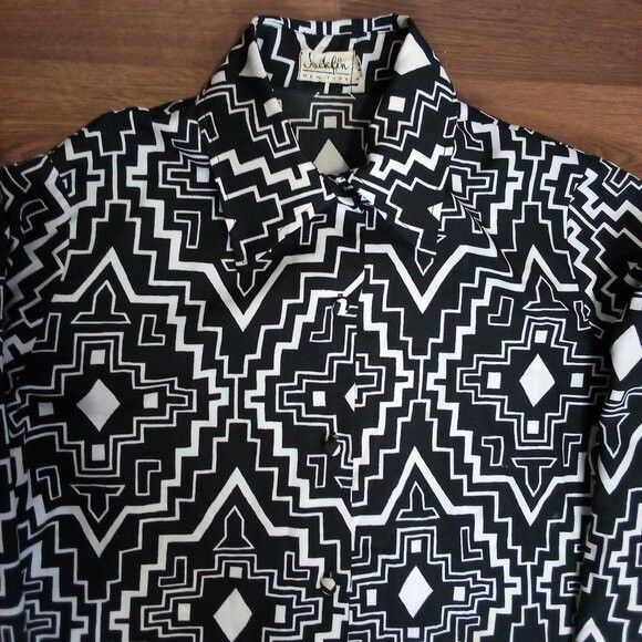 Other Vintage Jackfin Southwest Aztec Cross Polyester Disco Shirt Size XL / US 12-14 / IT 48-50 - 1 Thumbnail