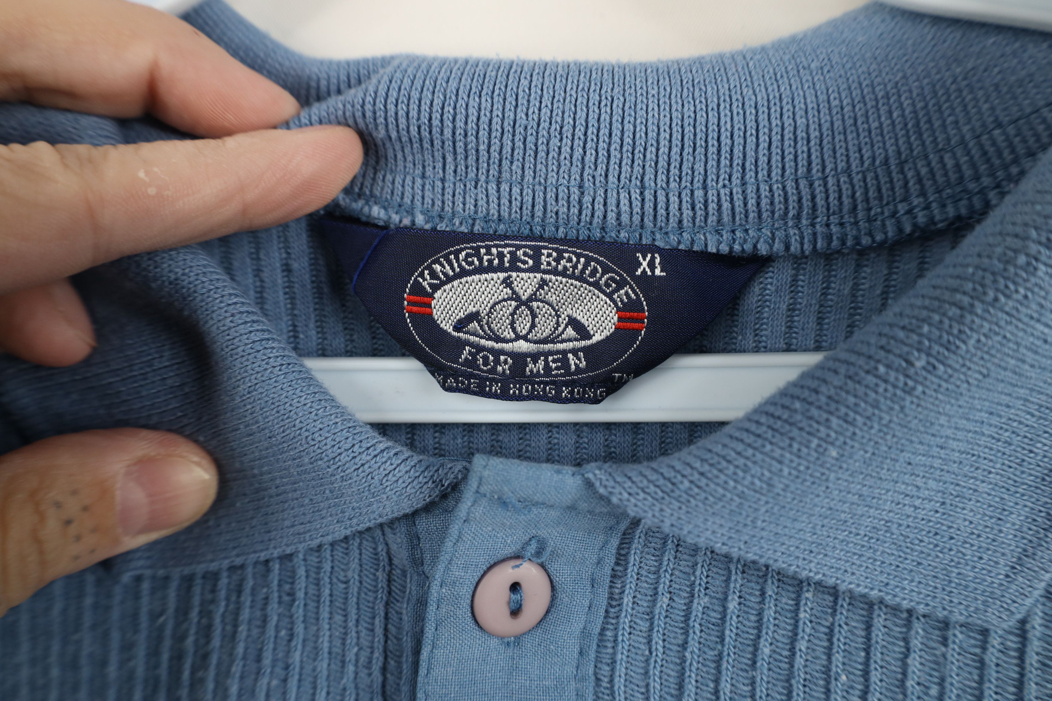 Vintage Vintage 90s Streetwear Ribbed Knit Pullover Polo Shirt Blue Size US XL / EU 56 / 4 - 5 Thumbnail