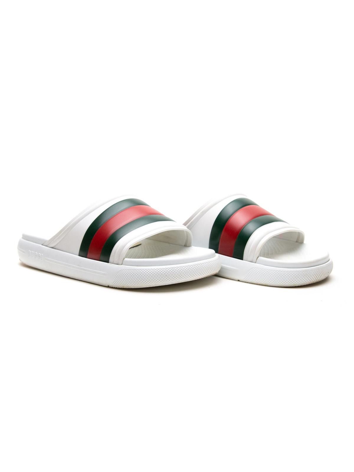 Gucci Gucci Web Rubber White Slide Sandals Size US 9 / EU 42 - 1 Thumbnail
