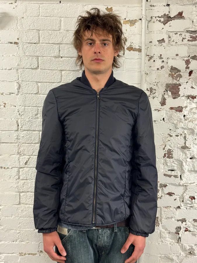 Prada 2000s Prada Linea Rossa Navy Nylon Logo Windbreaker Jacket Size US M / EU 48-50 / 2 - 2 Thumbnail
