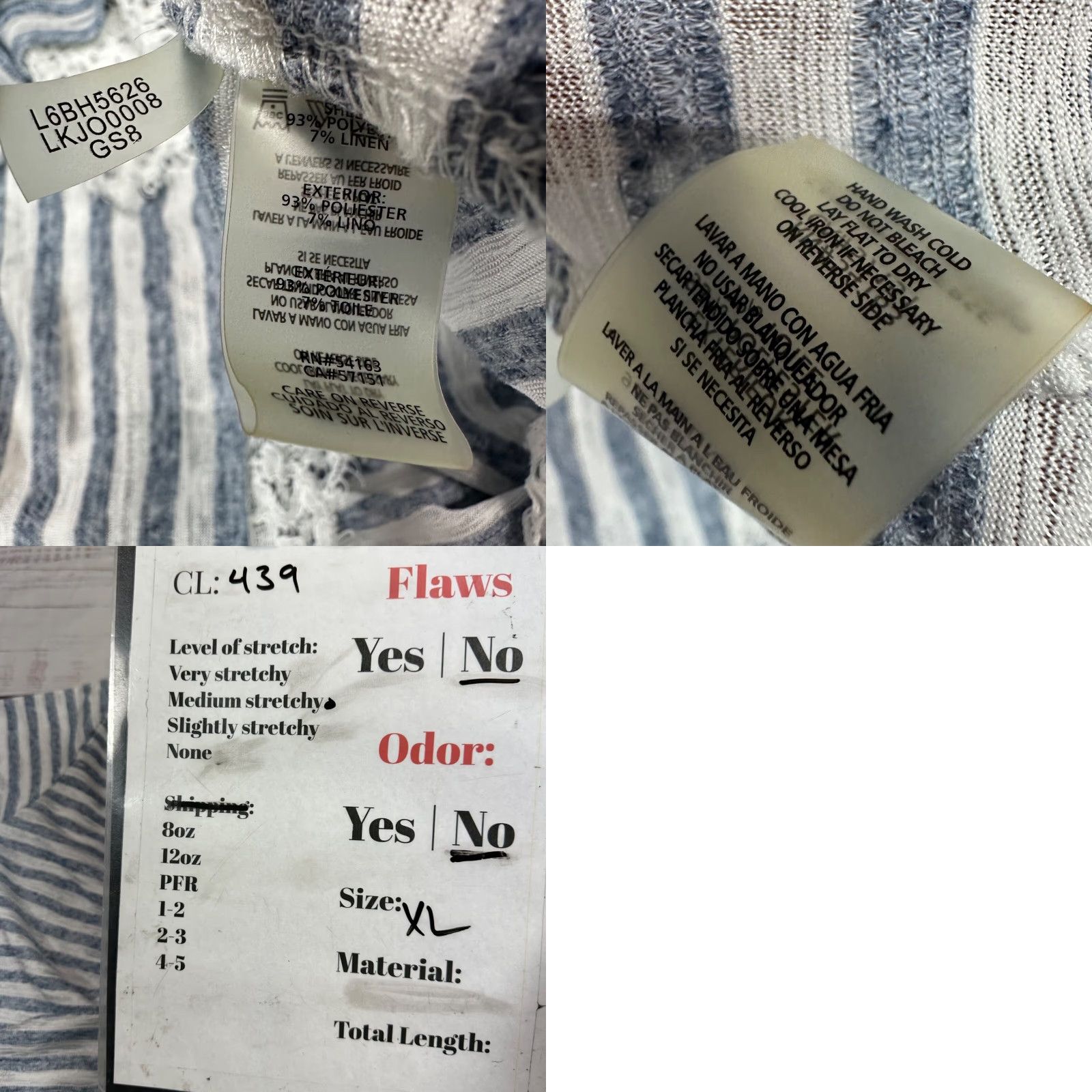 Karl Lagerfeld Karl Lagerfeld Womens T-Shirt 3/4 Sleeve Blue Stripe XL Size XL / US 12-14 / IT 48-50 - 8 Thumbnail