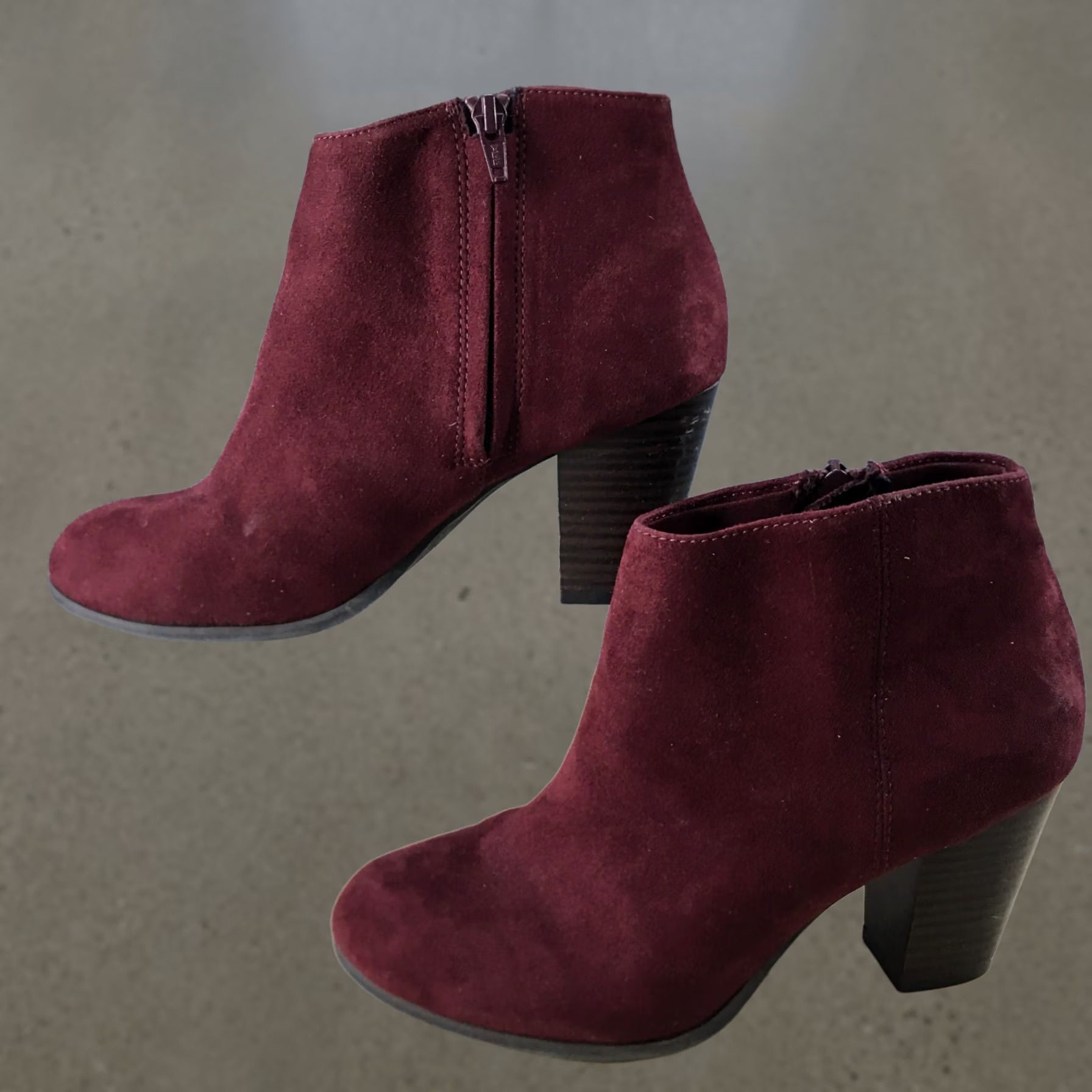 Old Navy Old Navy Boots Womens 8 Oxblood Ankle Booties Heels Red Faux Suede Leather Zip Size US 8 / IT 38 - 1 Thumbnail