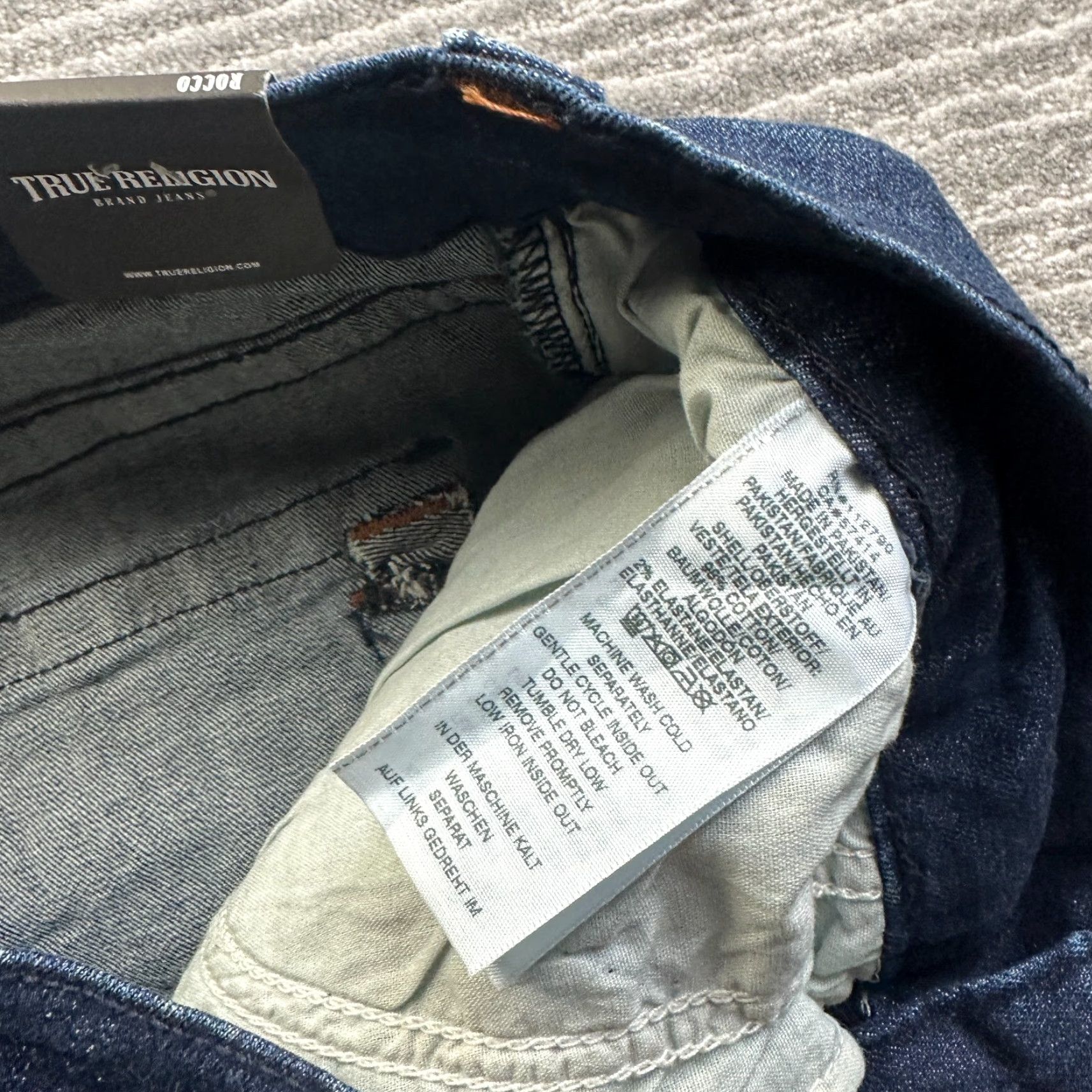 True Religion NEW True Religion Rocco Jeans Mens 36x35 Blue Denim Pants Flap Relaxed Skinny Size US 36 / EU 52 - 6 Thumbnail