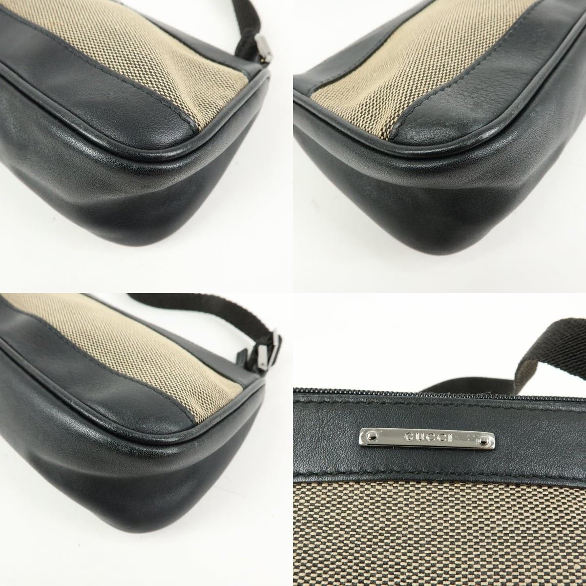 Gucci Gucci Logo Canvas & Leather Shoulder Bag Black Size ONE SIZE - 5 Thumbnail